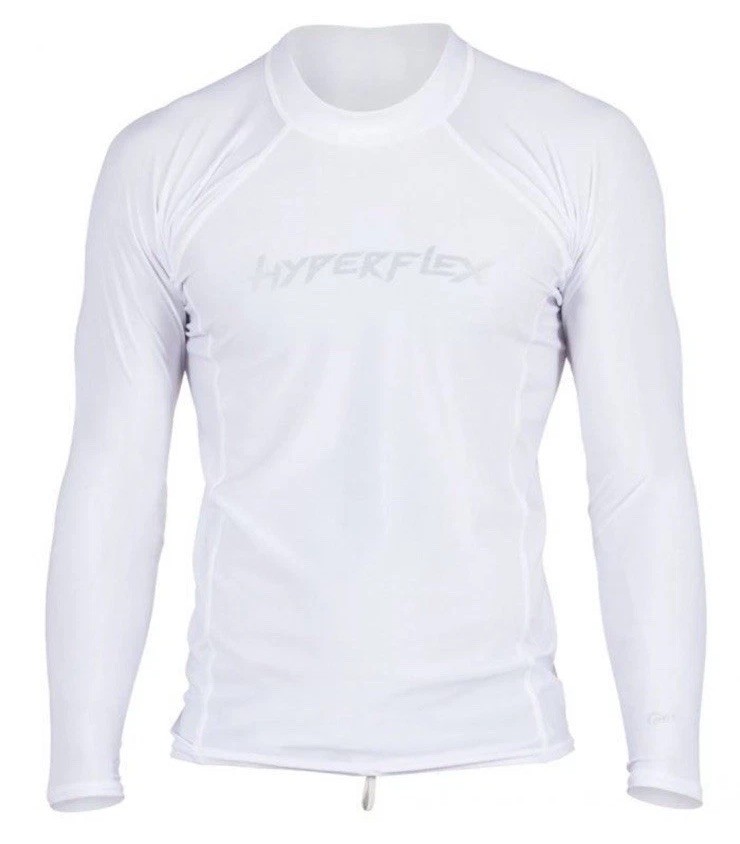 Hyperflex Men’s Rashguard Loose Fit Long Sleeve 50+ UV Protection White 2XL