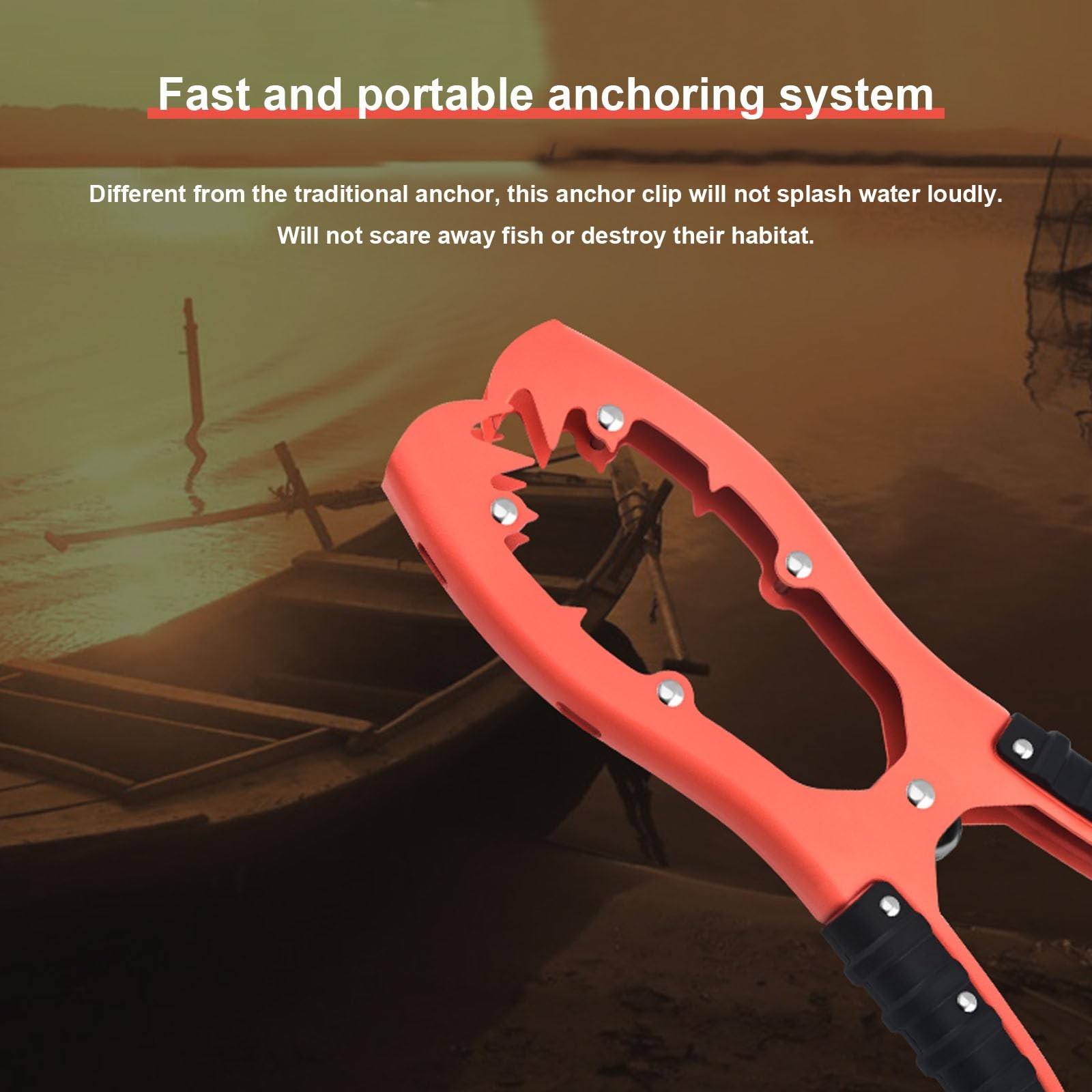 2 Piece Kayak Anchor Grip Clamp with 16.4ft Paracord Snap Hook, Boat Anchor C…