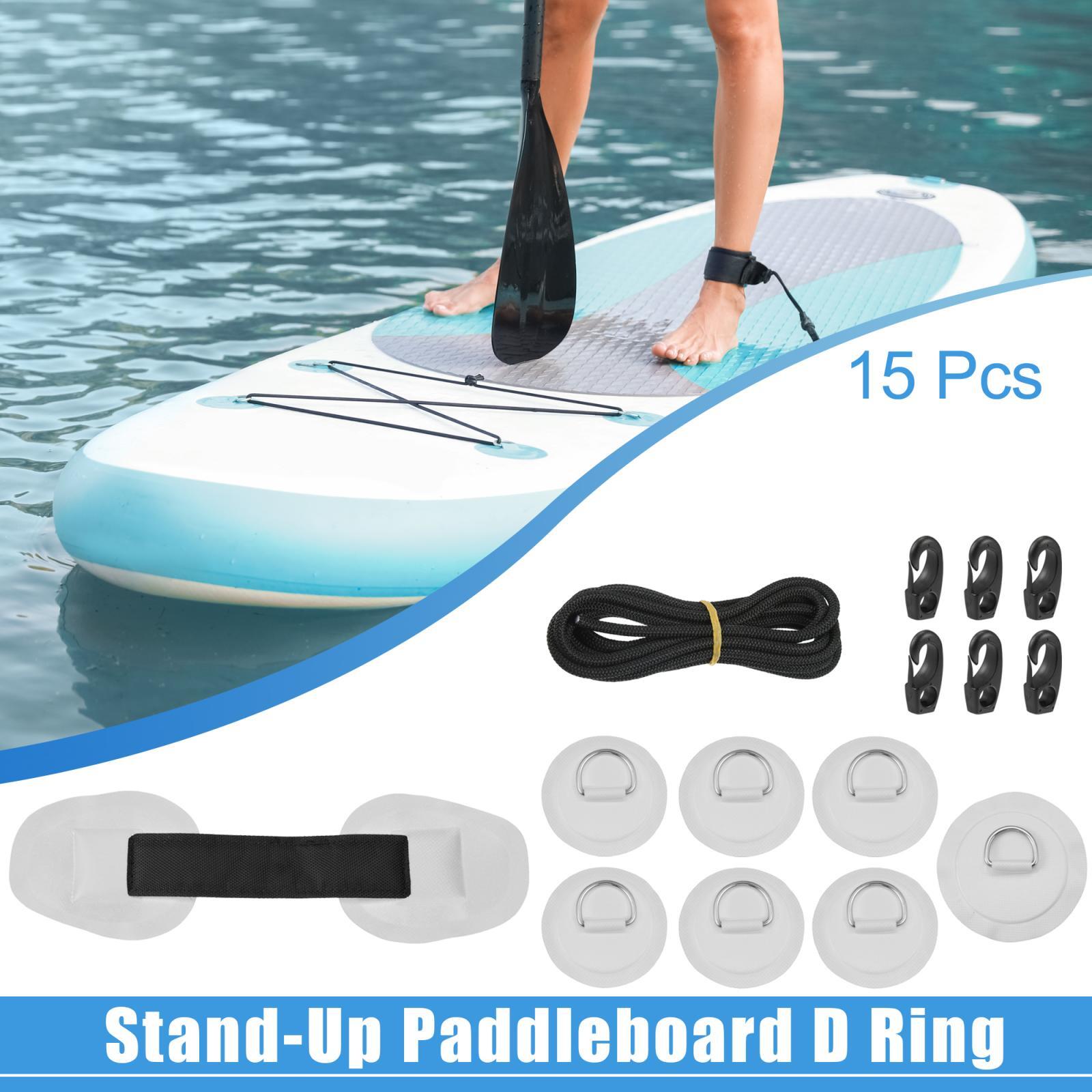 7pcs Gray D-Ring PVC Patch 11.5ft Elastic Shock Rope with 6 Hooks for Boat