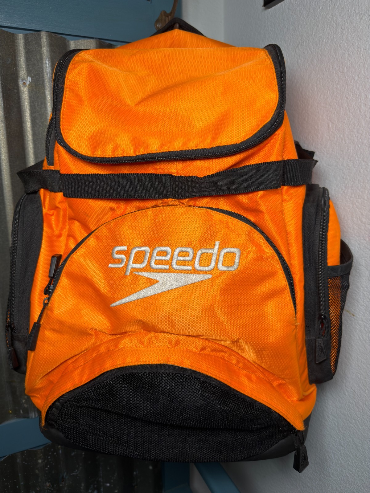Speedo Teamster 35L Vibrant Orange Black Swim Meet Bag Gear Backpack Lifeguard