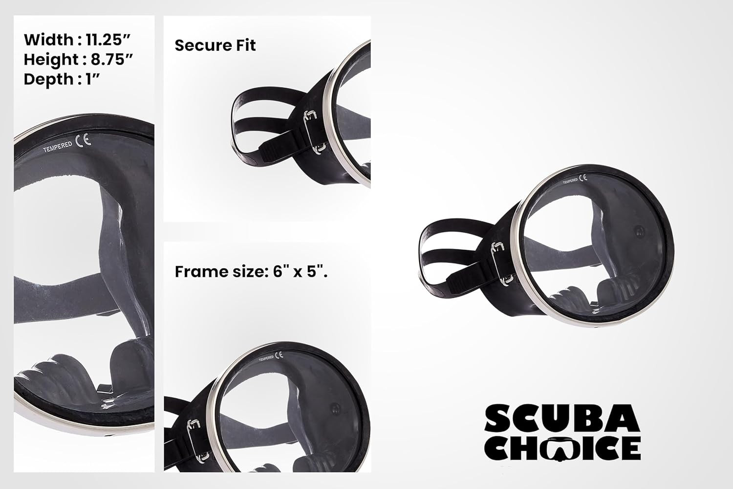 Spearfishing Free Dive Mask – Classic Rubber with Tempered Glass Lenses | Oval S