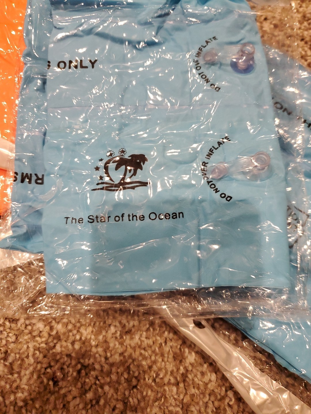 The Star of the Ocean Inflatable Arm Bands Kids Floaties 2 Blue 2 Orange 4 total