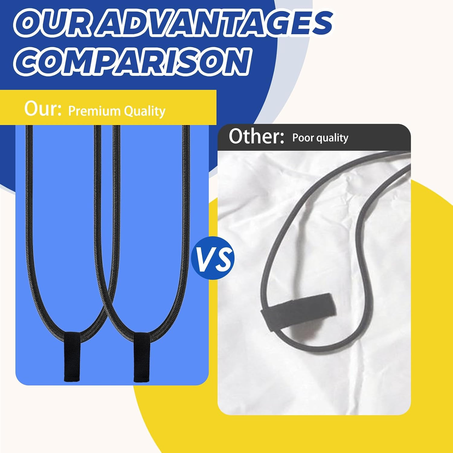 2 Pcs Replacement Wakeboard Tower Rack Bungee Cord Strap with Pull Tab