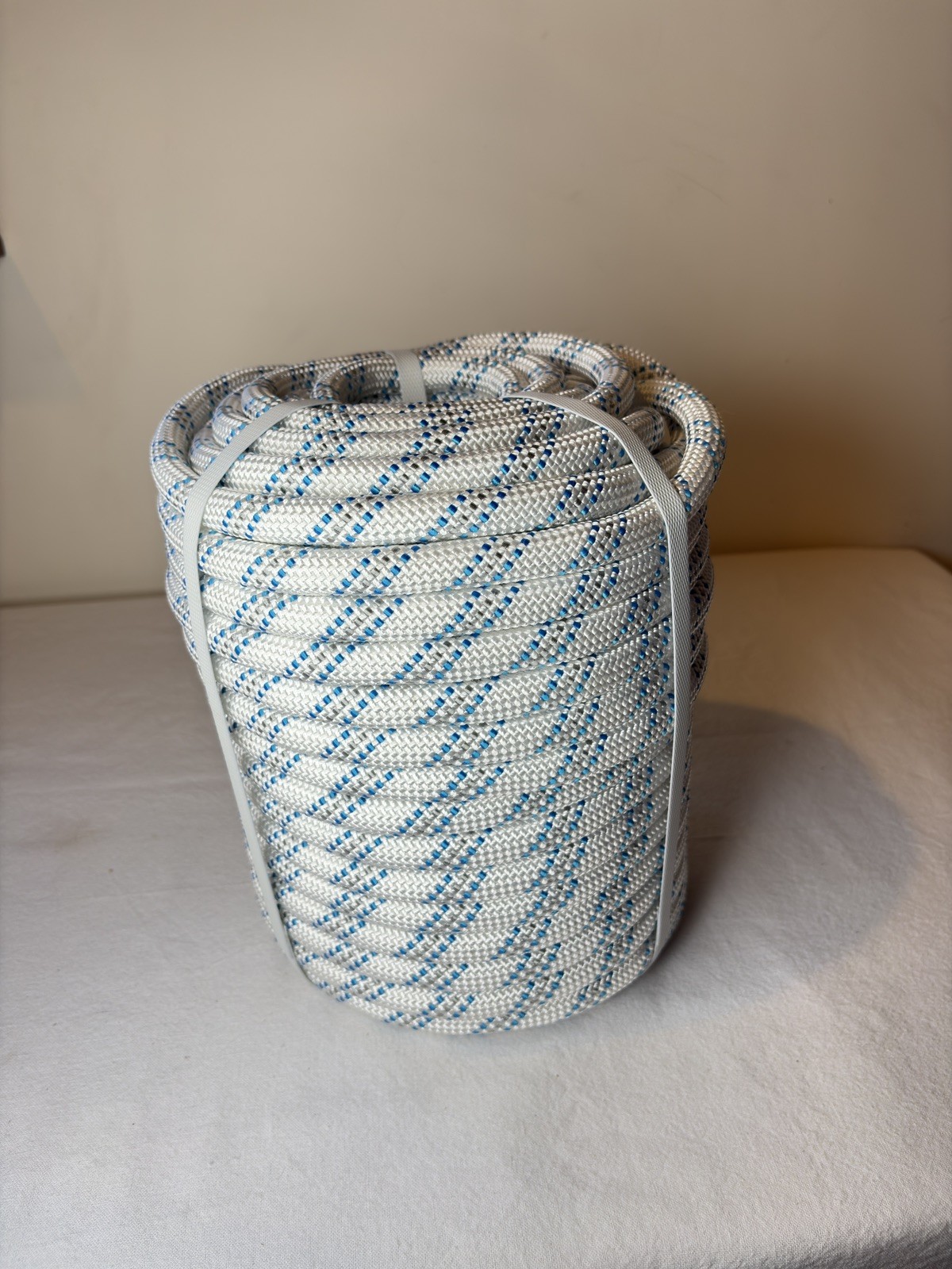 YSMN Sailboat Rigging Rope 3/4” x 150 White/Blue 16500LBS Breaking Strength NEW