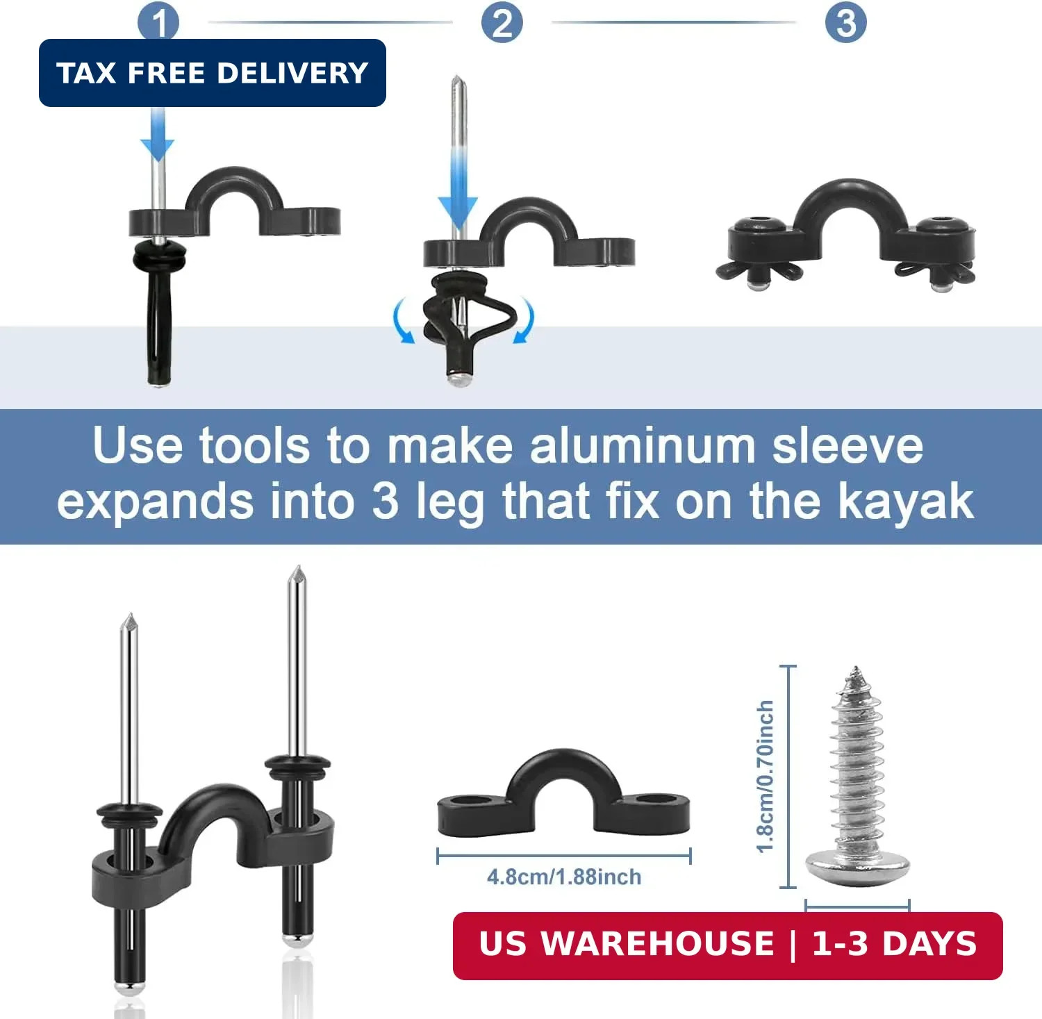 HLOGREE Kayak Handles 2/4 Pack,Kayak Carry Handle with Rivets,Kayak Replacement