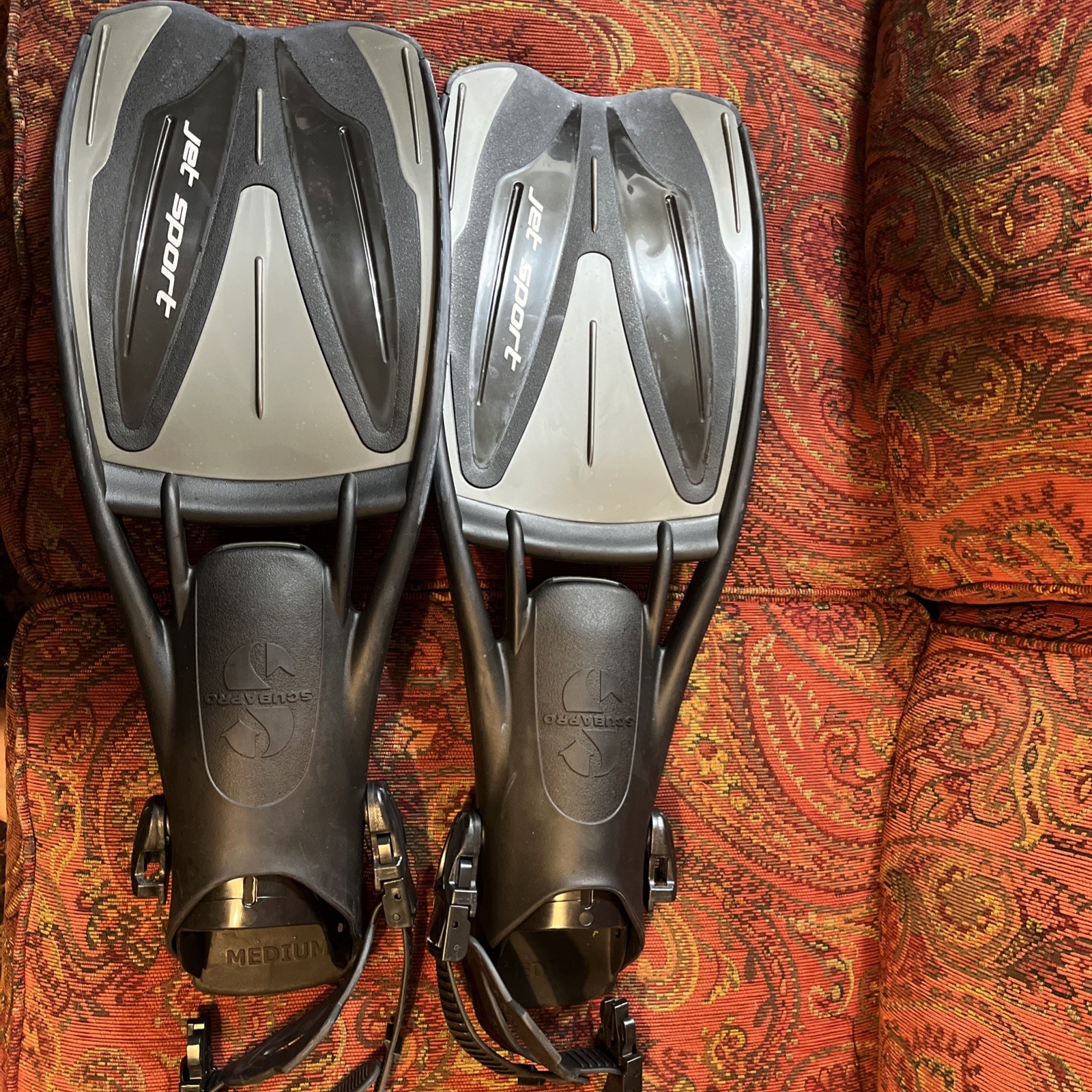 ScubaPro Jet Sport Adjustable Fins Medium Black Gray Diving Adjustable/Open Heel