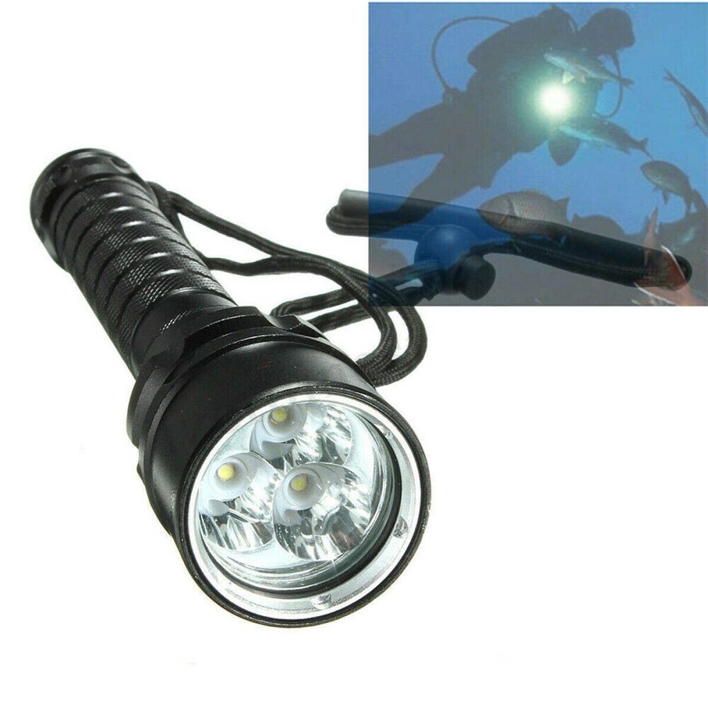 Scuba Diving Flashlight 3000 Lumens Unde Water 100 Meters Waterproof LED US