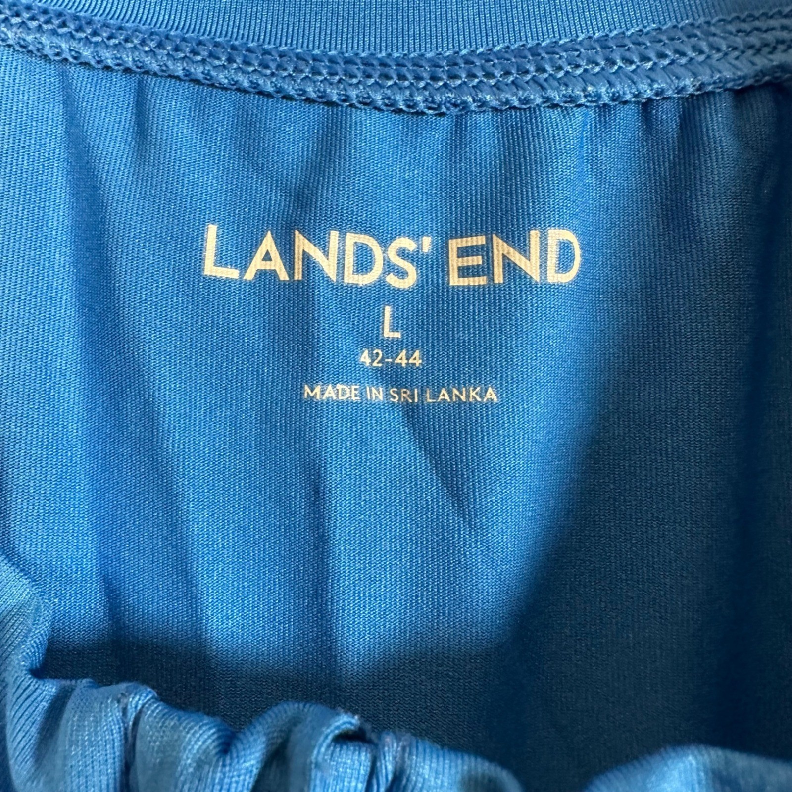 Lands End Mens Blue Gray Quarter Zip Short Sleeve Rash Guard Swim Shirt L 42-44