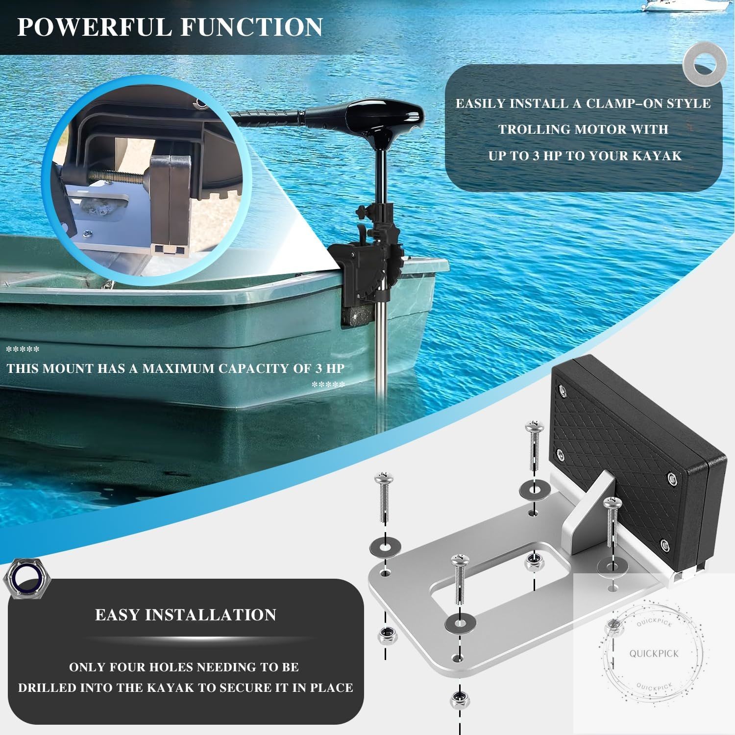 Universal Transom Trolling Motor Mount for Kayaks/Kayak Motor Mount, Universal