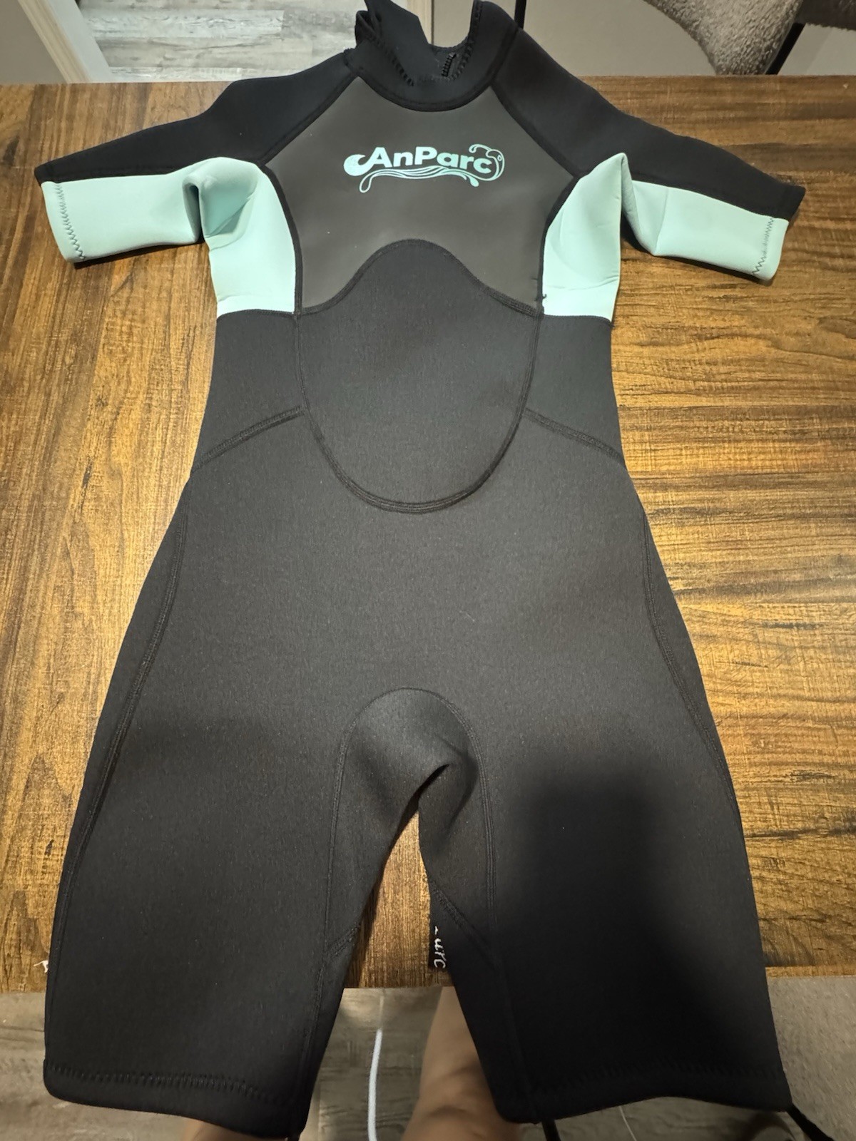 Anparc Youth Short Sleeve Wetsuit Black Aqua Swim Surf Suit Water Sports size XS