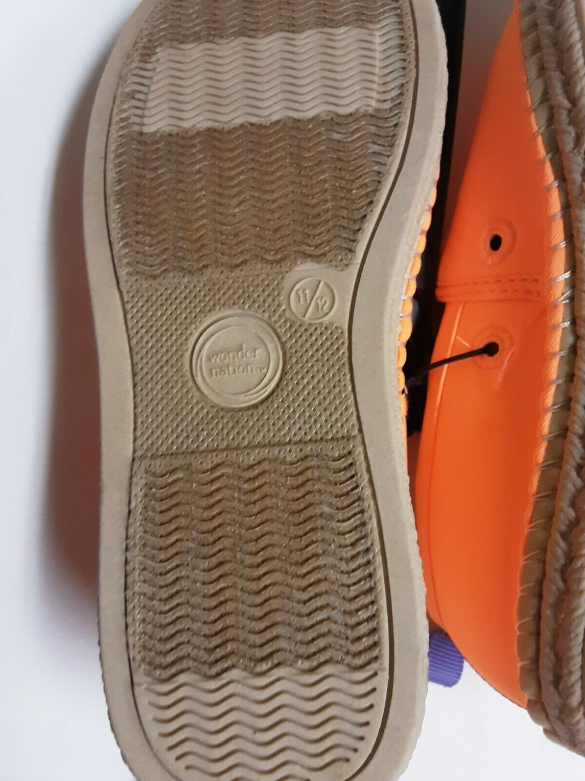 Wonder Nation Kids Water Friendly Slip-On Shoes Neon Orange & Purple Size 11-12