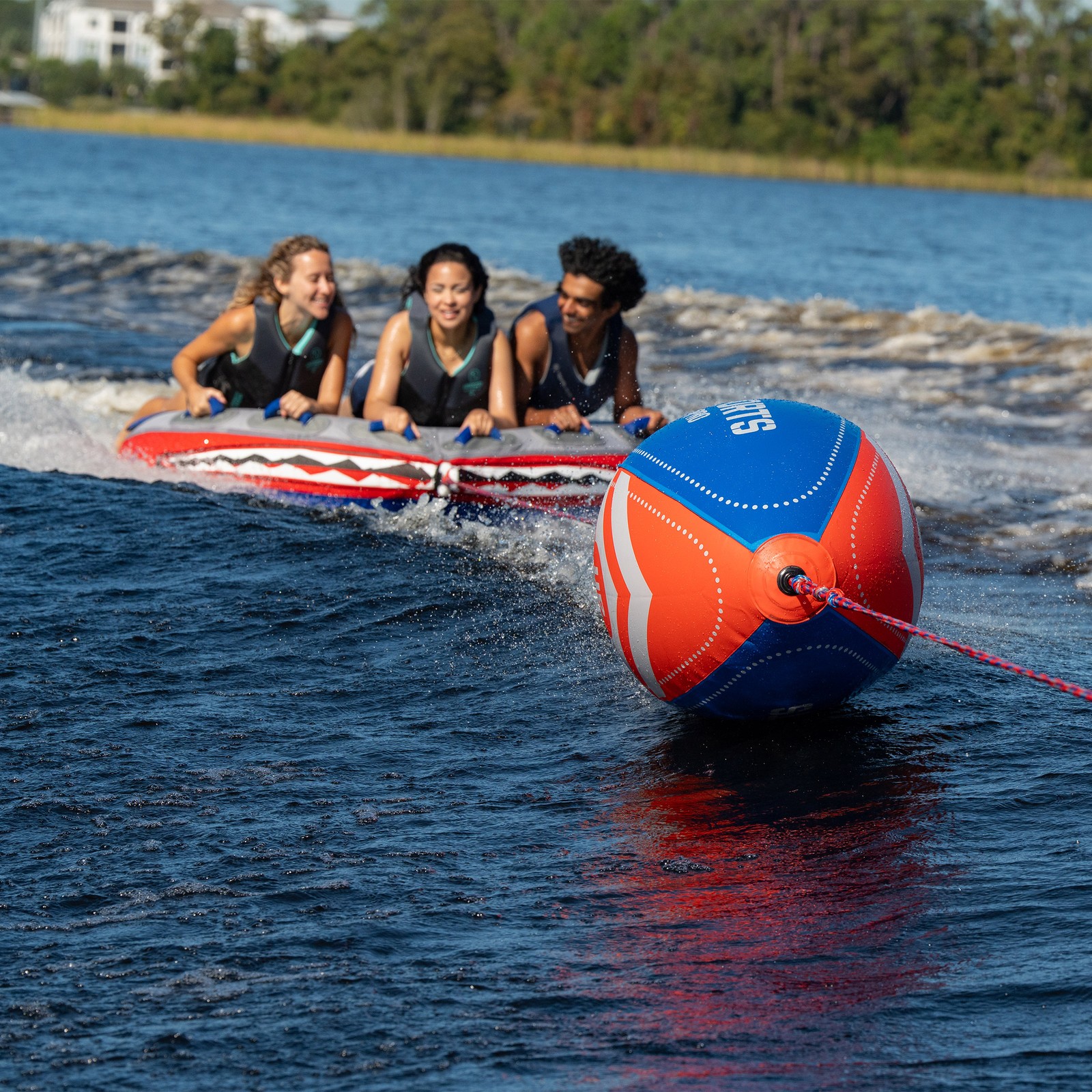HO Sports Flight Deck 3-Person Towable Tube with TowPro Rope System & 12V Pump