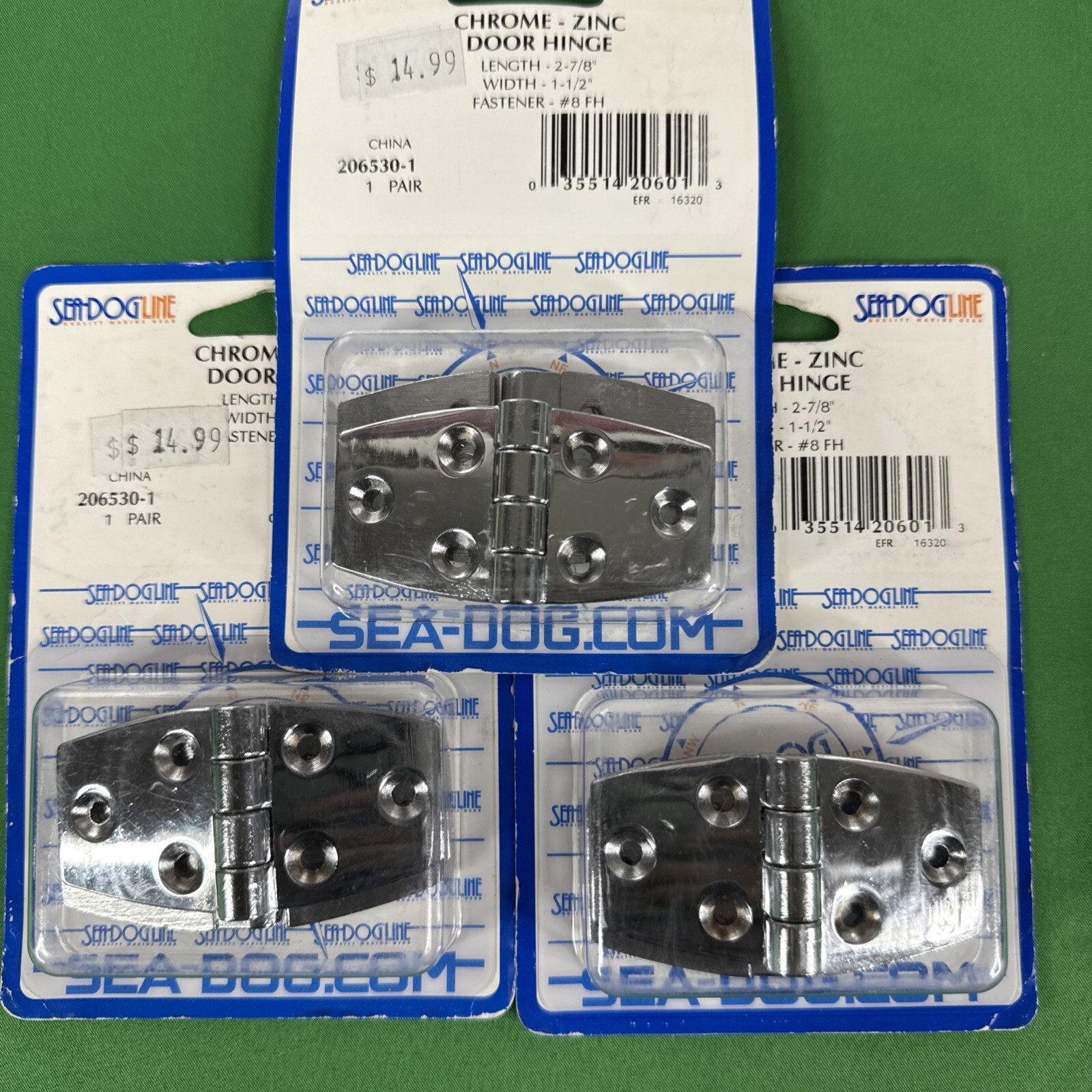 lot of 3 packs, Sea Dog 2-7/8″ L x 1-1/2″ W Chrome Zinc Door Hinge Pair 206530-1