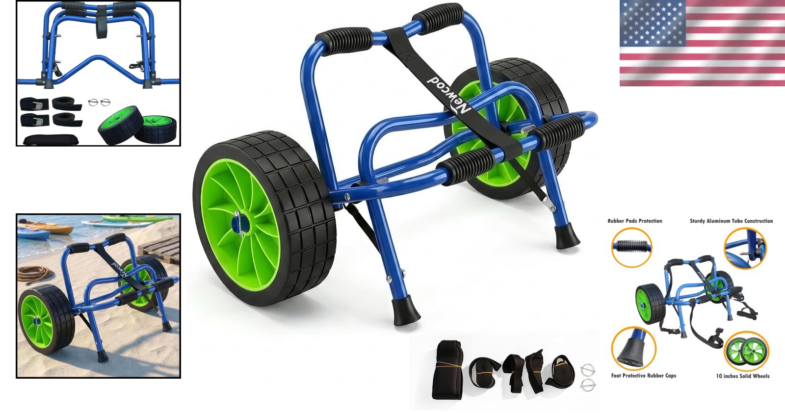 Foldable Kayak Cart – Heavy-Duty 165 lbs Capacity, Easy Transport for Kayaking