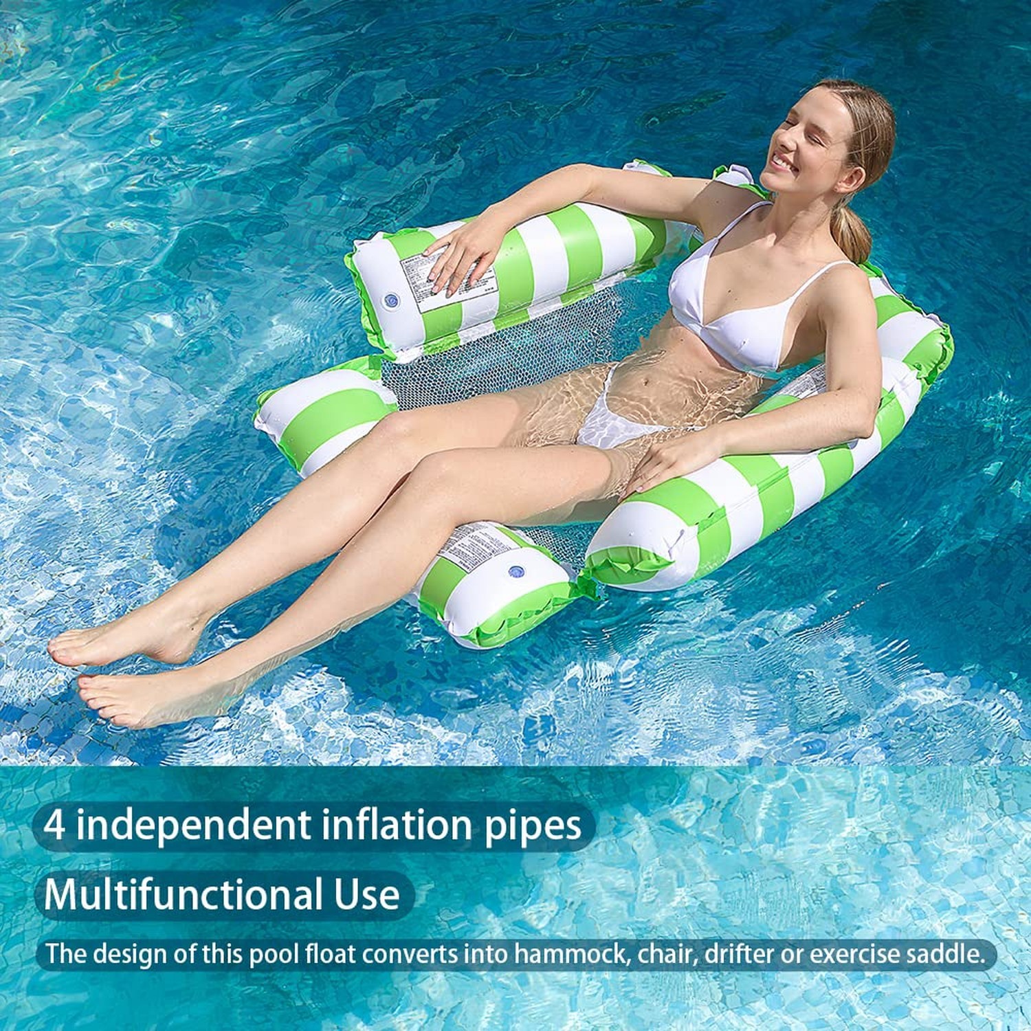 3 Pack Inflatable Pool Chair Float, Water Hammock Lounge Chair, Multi-Purpose…