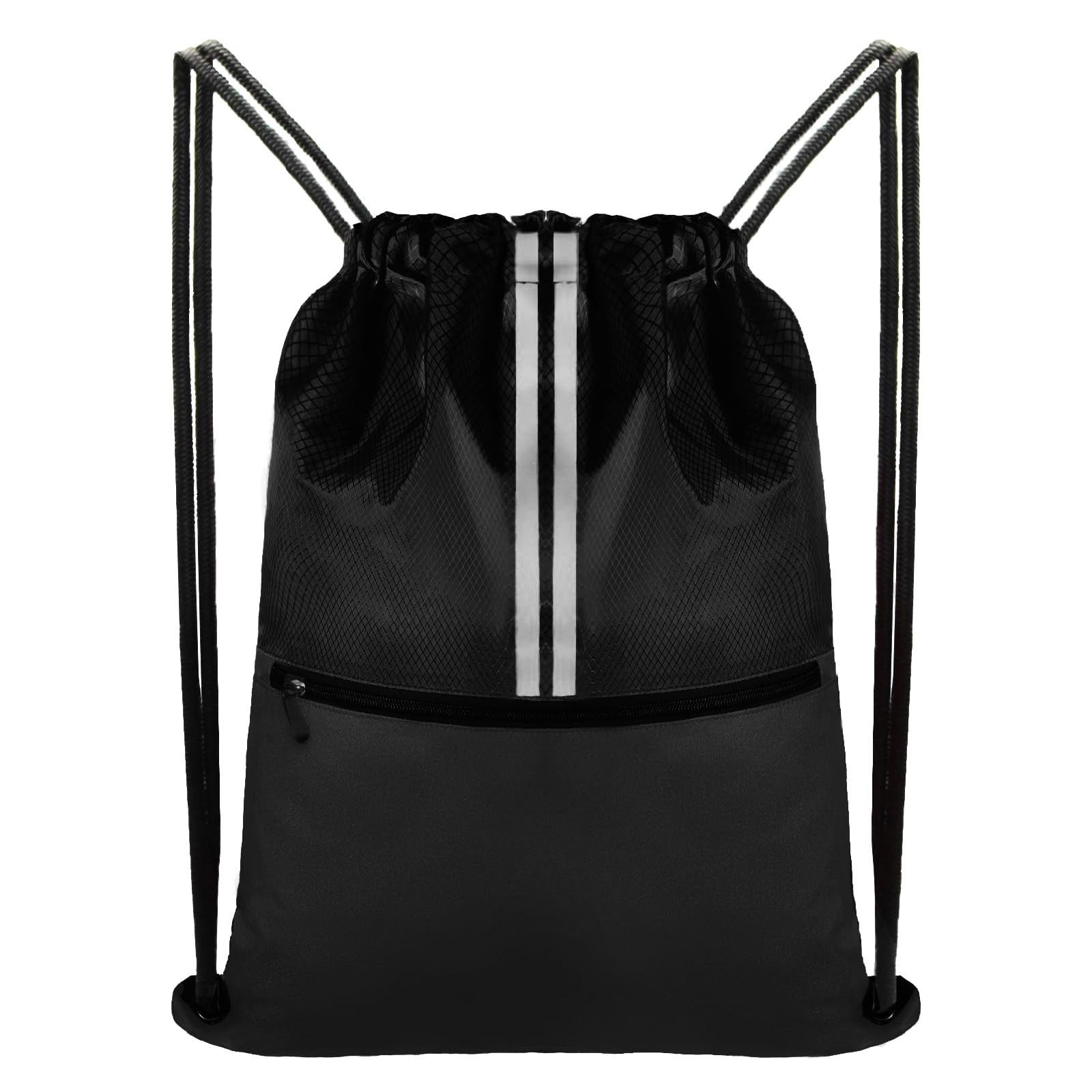JOYNYON Drawstring Backpack Sports Gym Bag, Draw String Large, Two Tone Black
