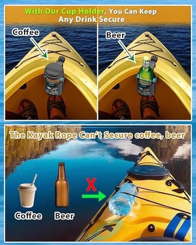 Clamp On Kayak Cup Holder, Adjustable & Tool – Free Installation, Ideal for K…