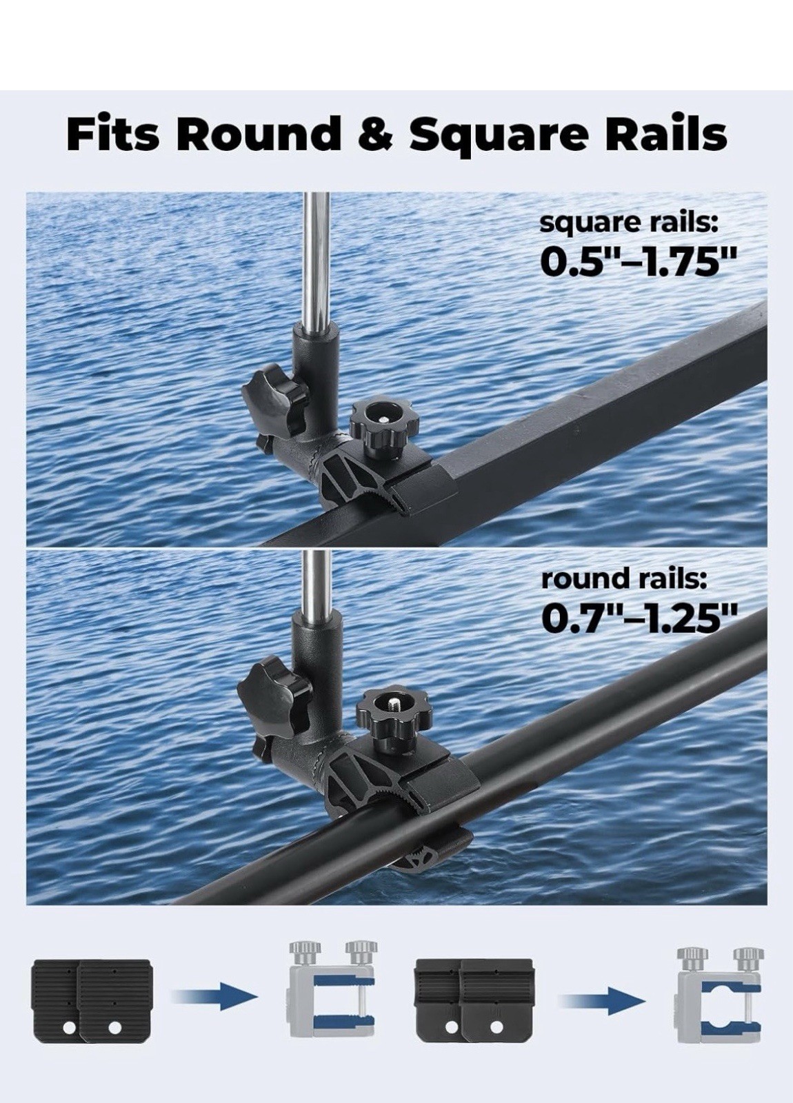 KEMIMOTO Stainless Steel Boat Flag Holder Pole Kit 360° Adjustable