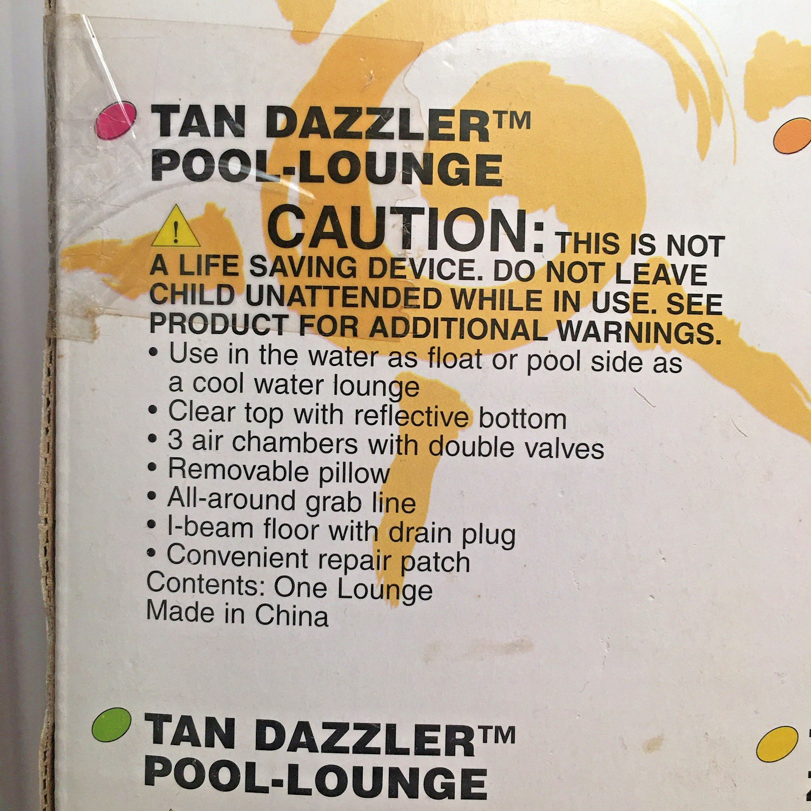 Vintage Intex The Wet Set Green Tan Dazzler Pool Lounge 81″x 52” 2002 #58804