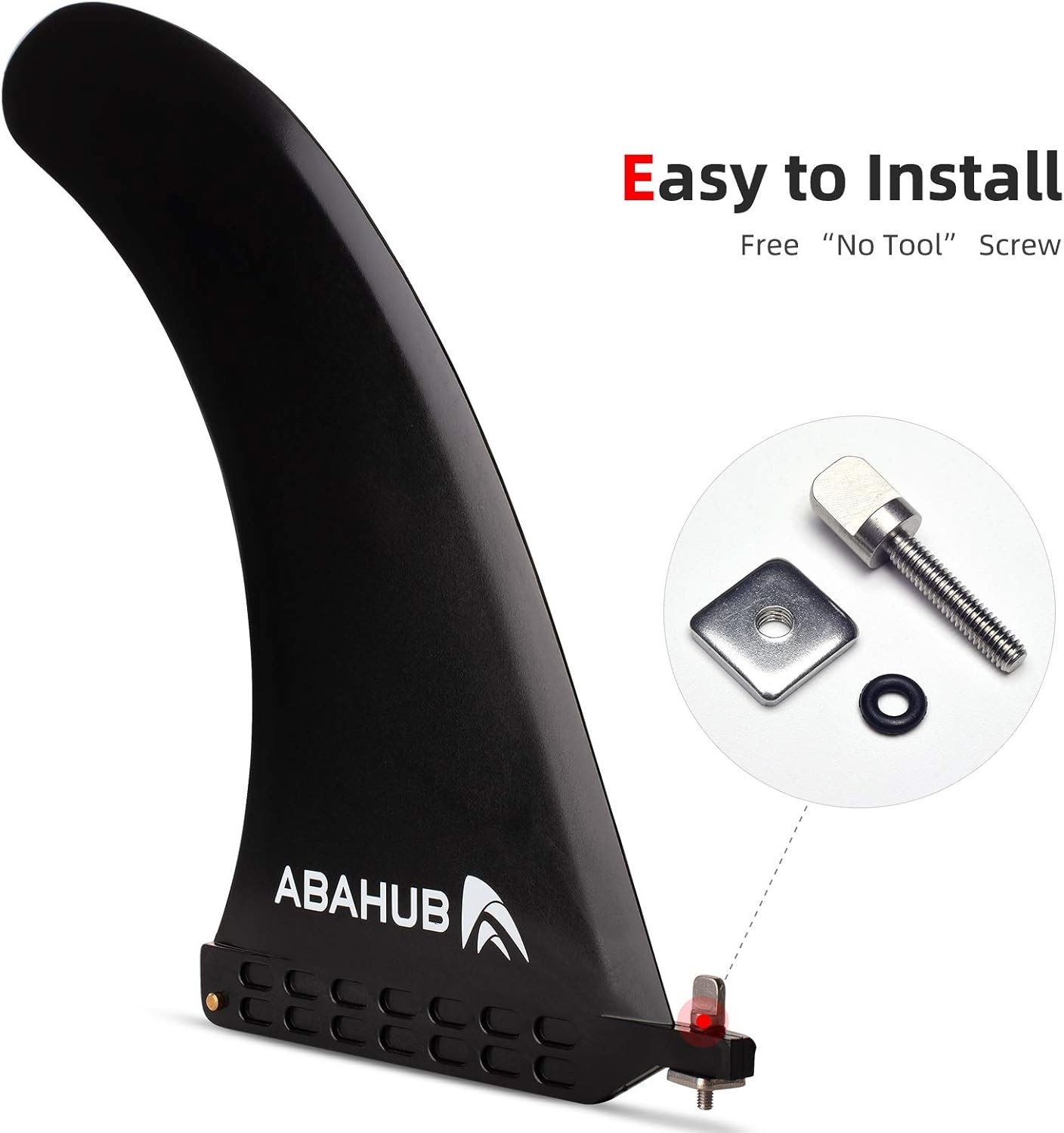 Abahub 9/10” SUP Single Center Fin with 1 Fin Screw, Fiberglass Reinforeced 9/1