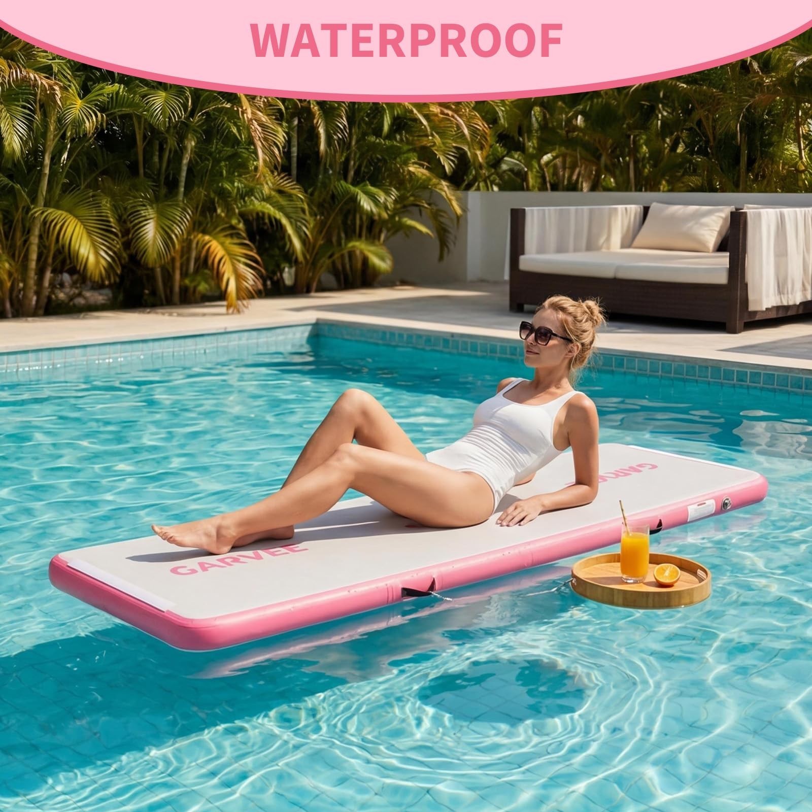 9.8ft Inflatable Gymnastics Air Track Mat w/Electric Air Pump for Kids, Pink