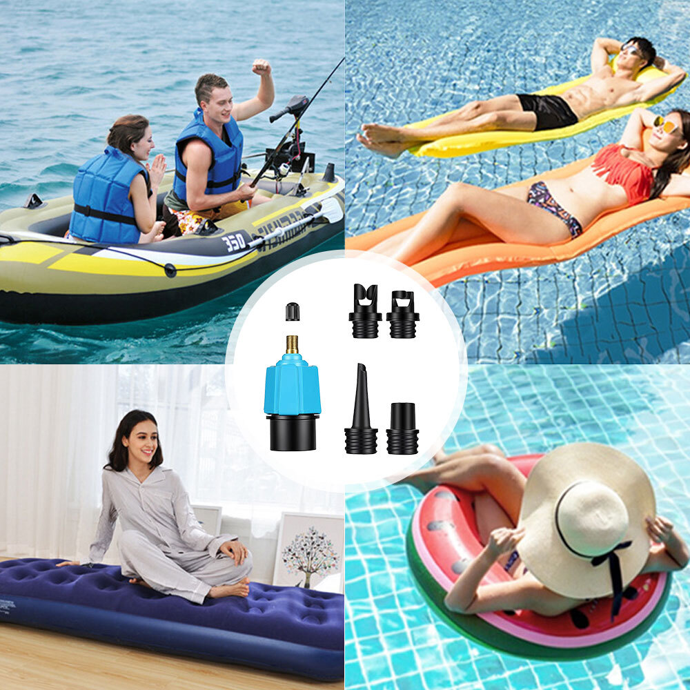 4 Nozzle SUP Pump Adapter for Inflatable Boat Air Valve Adaptor Hose Connector