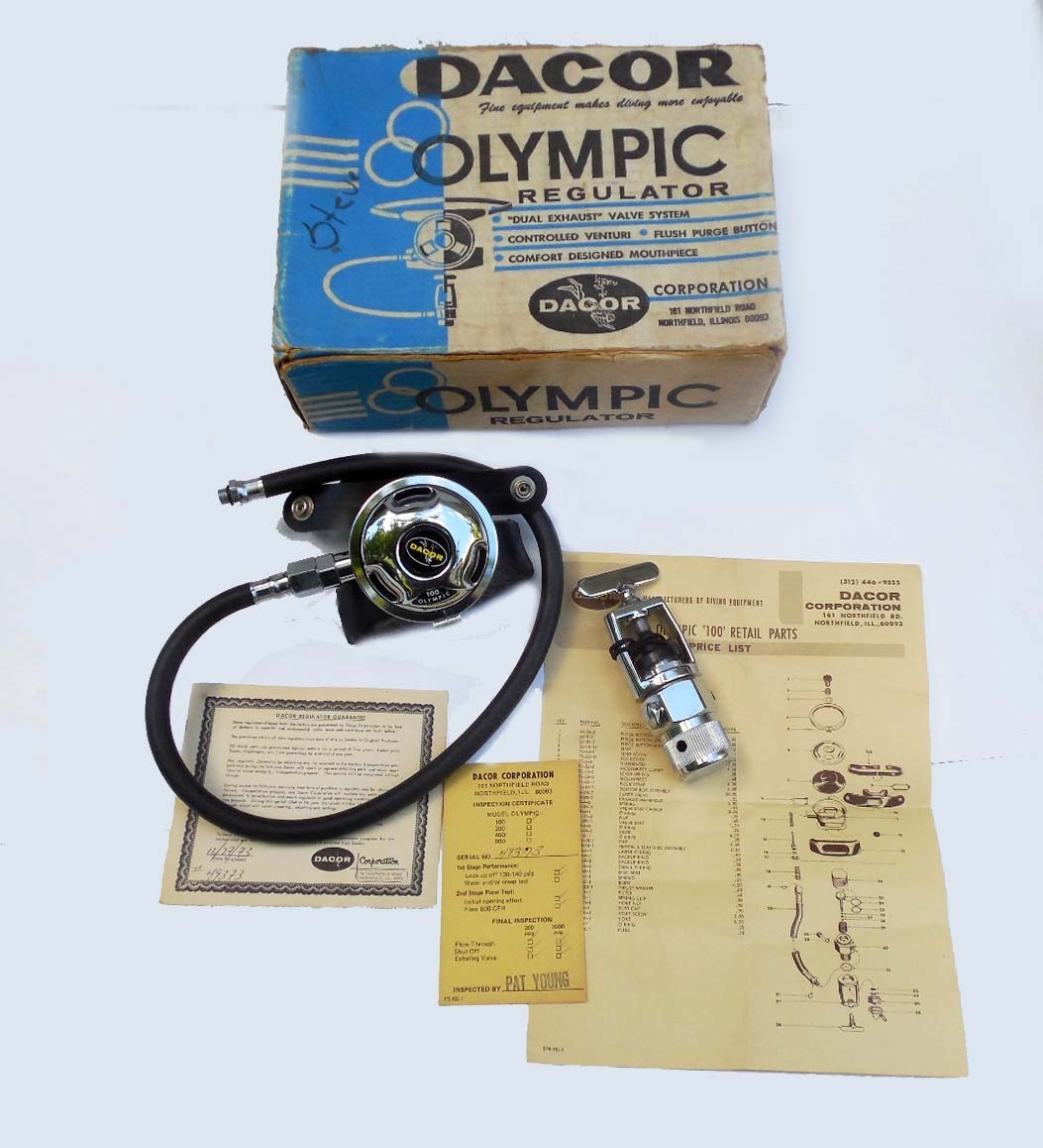 1960’s DACOR OLYMPIC 100 SINGLE HOSE REGULATOR – VERY RARE, NEW IN BOX!