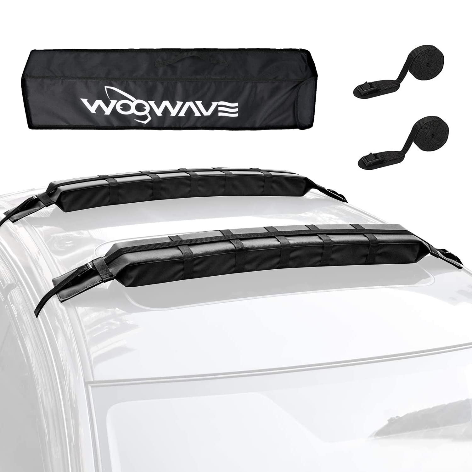 WOOWAVE Kayak Roof Rack Pads Universal Car Roof Rack Soft Premium Surf Crossb…