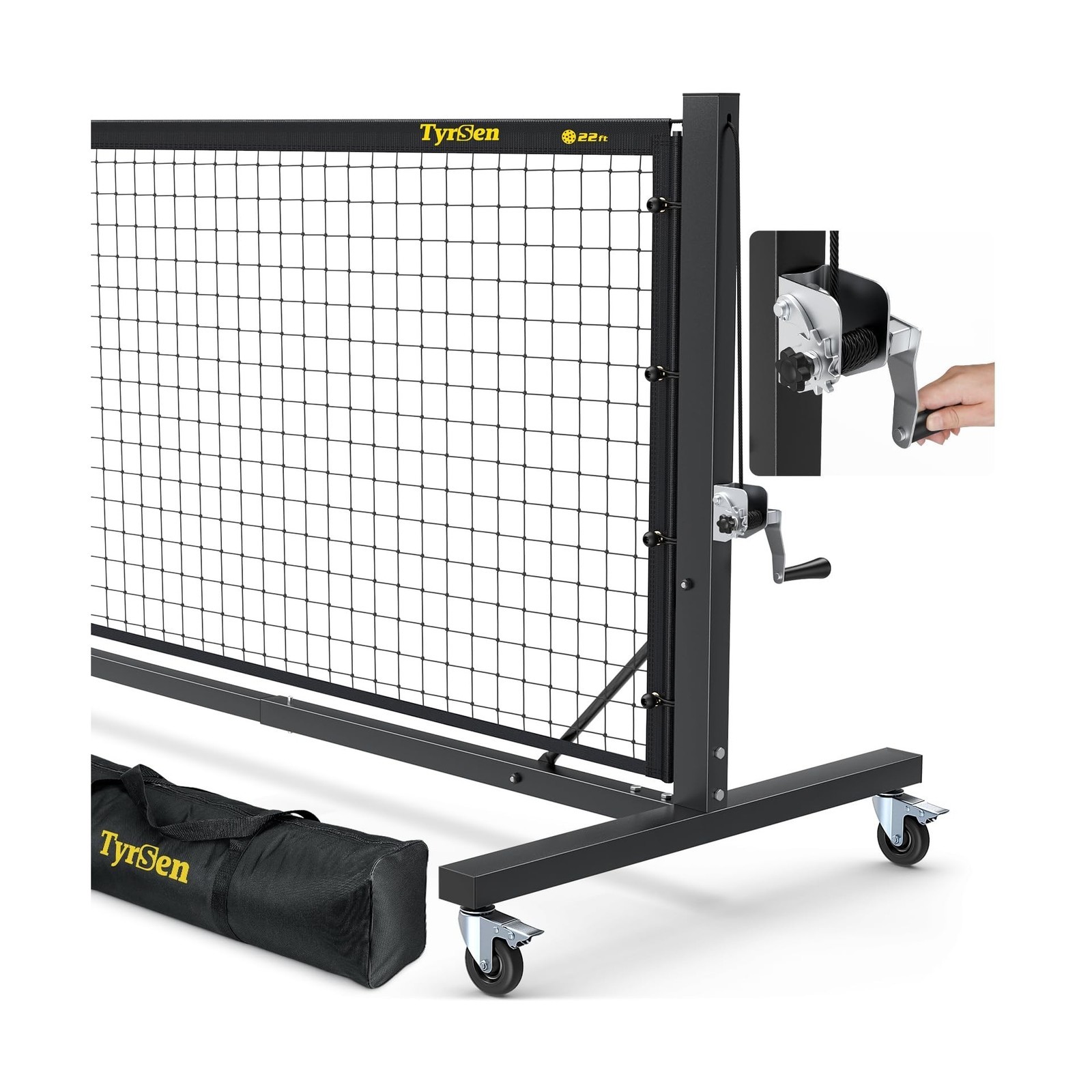 Pro Pickleball Net – Hand Winch Tension System, 22ft Tournament-Grade, Ant