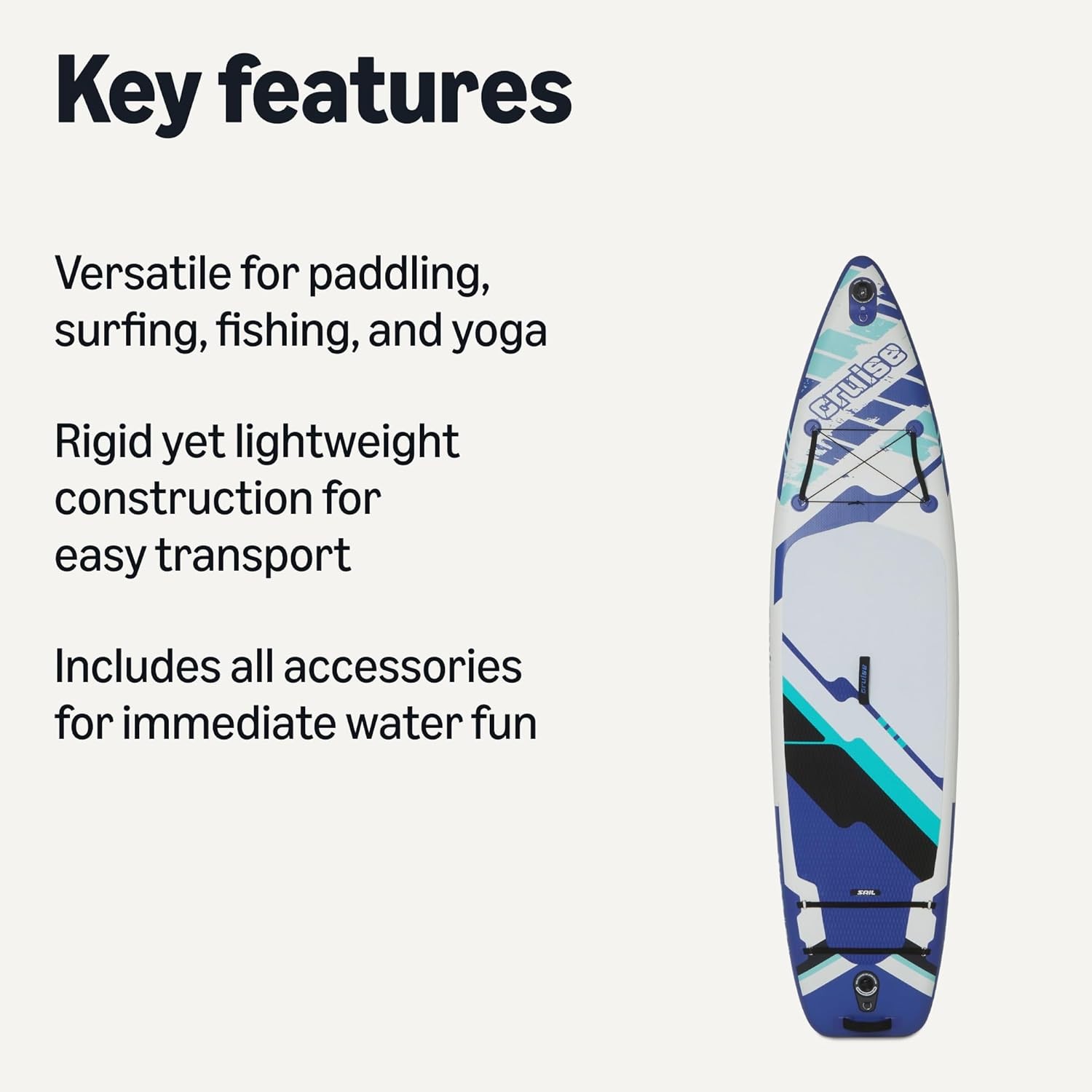 Inflatable Stand Up Paddleboard with Accessories, 132″ x 33″ x 15″, Blue