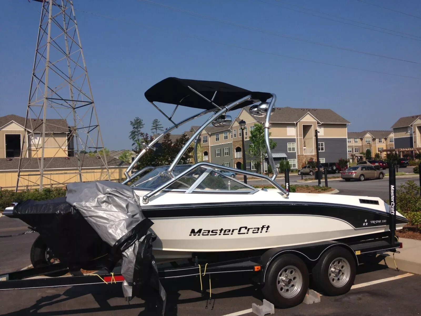 Origin Mirror Polished Catapult Boat Wakeboard Tower + Pro Bimini Top 5 Yrs Wty