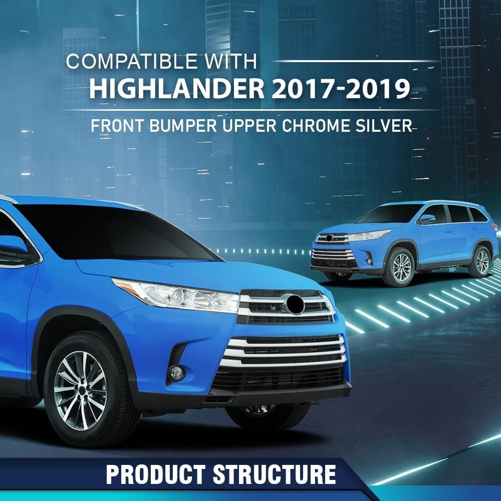 Front Bumper Upper Grille Compatible with Toyota Highlander 2017 2018 2019 53101