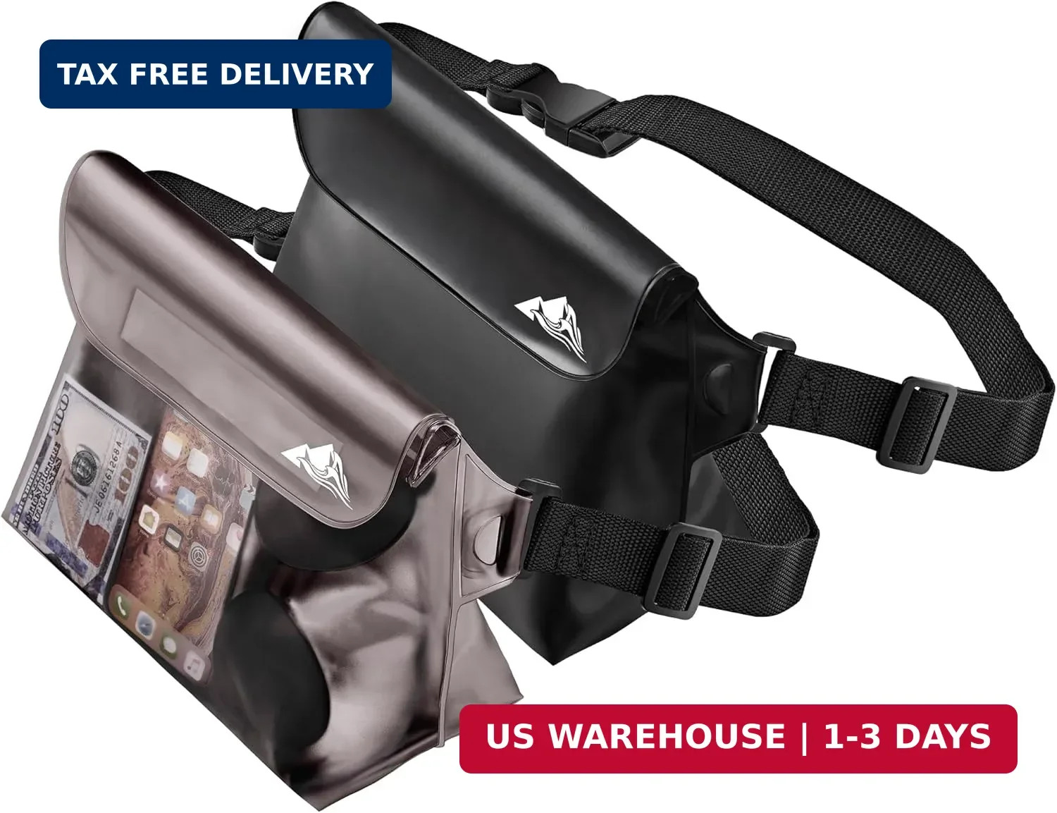 HEETA 2/3/4 Pack Waterproof Pouch with Waist Strap, Screen Touchable Dry Bag wit