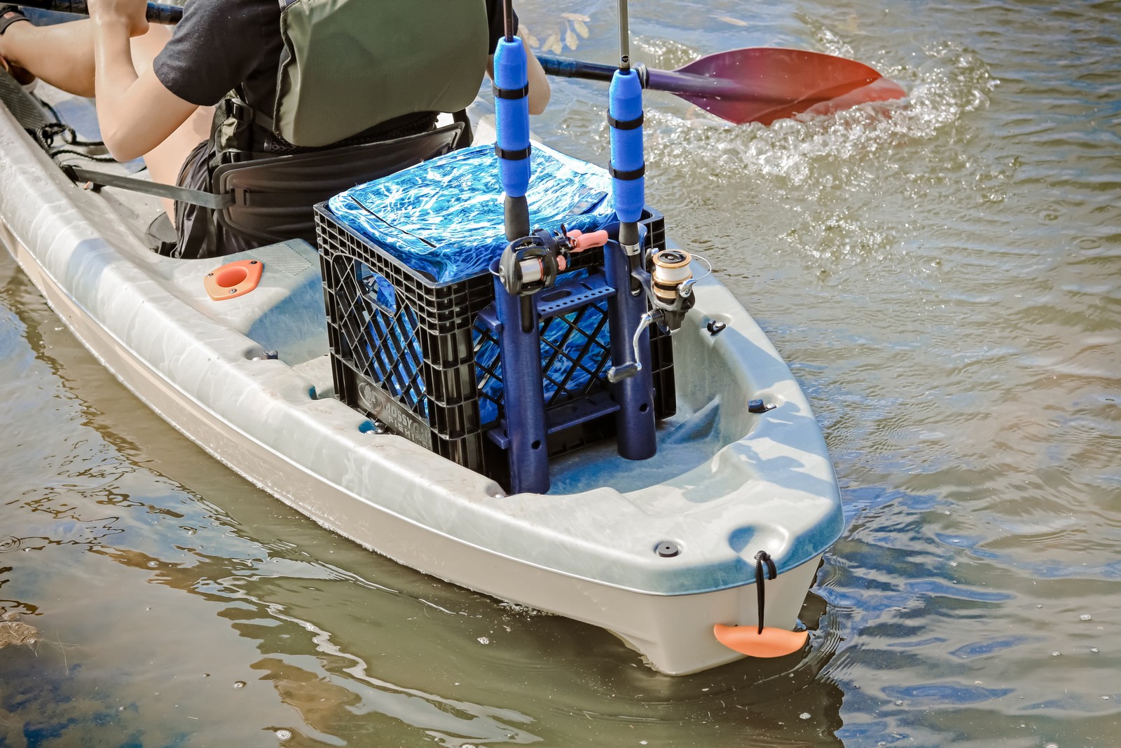 24 Piece Kayak Storage Crate with Dry Bag,Fishing Accessories Kit and Rod Holder