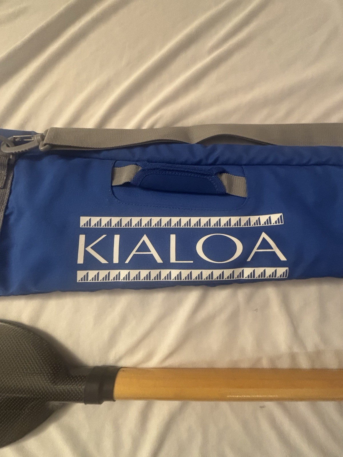 KIALOA Outrigger Canoe Paddle Wood Shaft Carbon Fiber Blade w/ Carry Bag