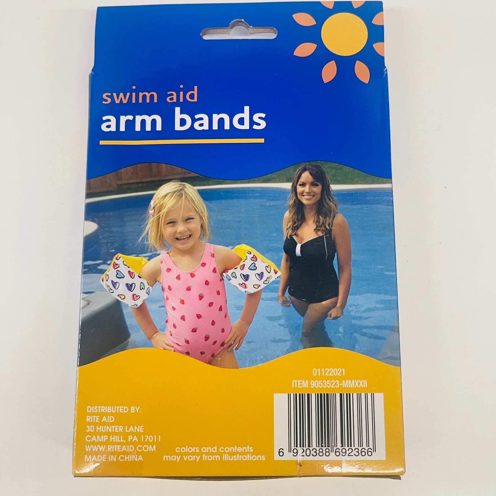 Swim Aid Armbands Inflatable Water Safety Training Arm Bands Heart Print Ages3-6