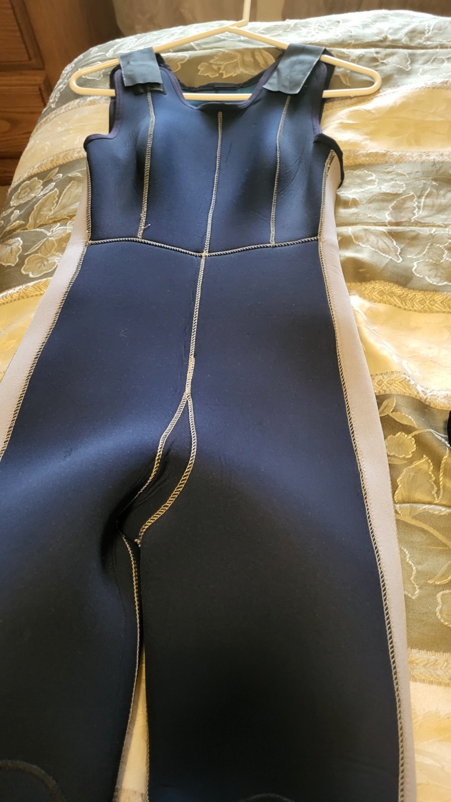 US Divers JM Cousteau 6 mil 2-piece wetsuit M blue gray crotch strap 3500 12 zip