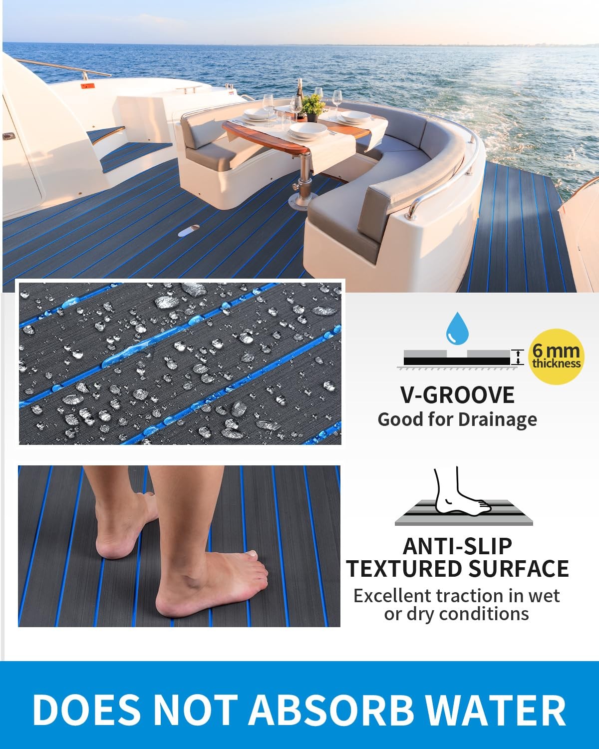 EVA Foam Marine Self Adhesive Boat Flooring 3M Adhesive Backing Marine Boat