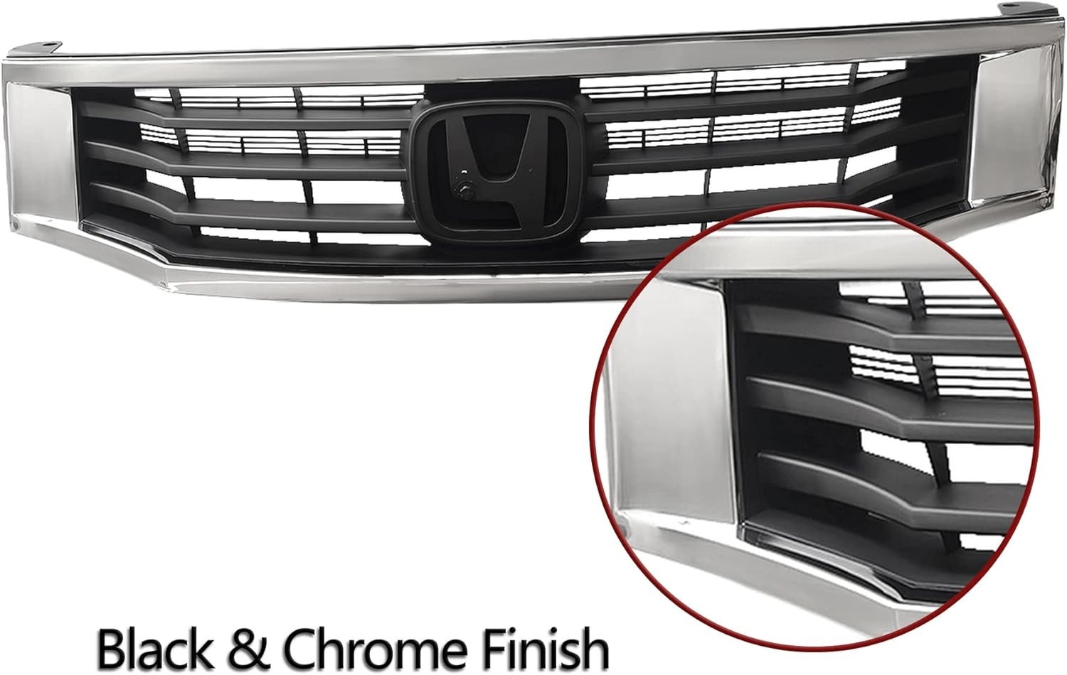 Front Bumper Grille Black With Chrome Mesh Grill For 2008 2009 2010 Honda Accord