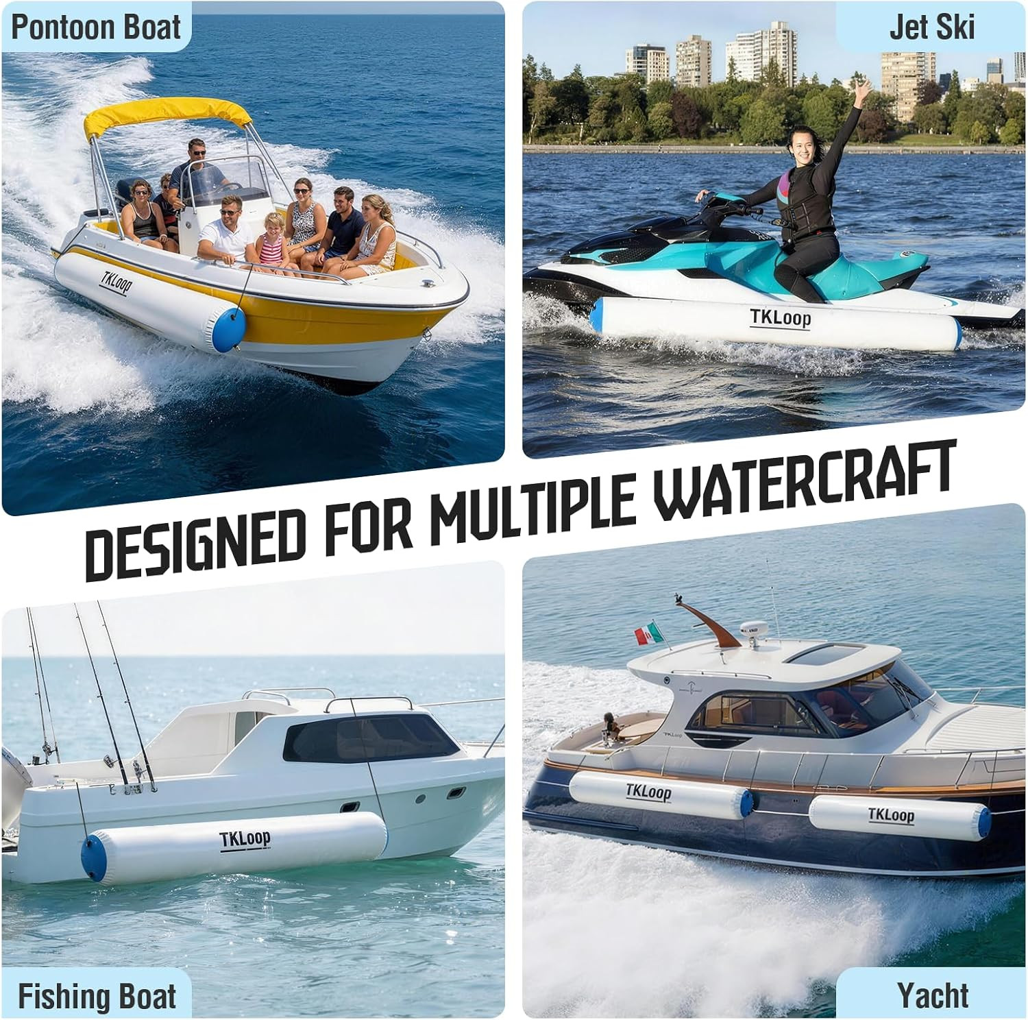 Heavy-Duty Inflatable Boat Fenders with D-Rings, Bag & Repair Kit
