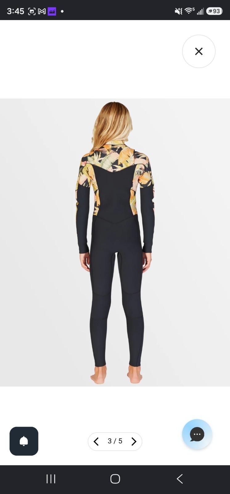 NWT billabong wetsuit Girls / Teen 8-12 Years 3/2 mm Salty Dayz