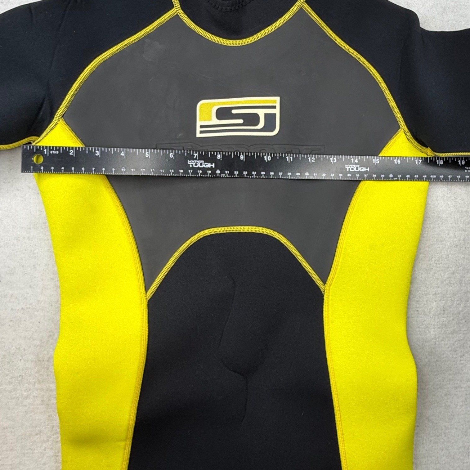 Slippery Shorty Wetsuit Mens Large Black Neon Yellow Neoprene Jet Ski Surf L