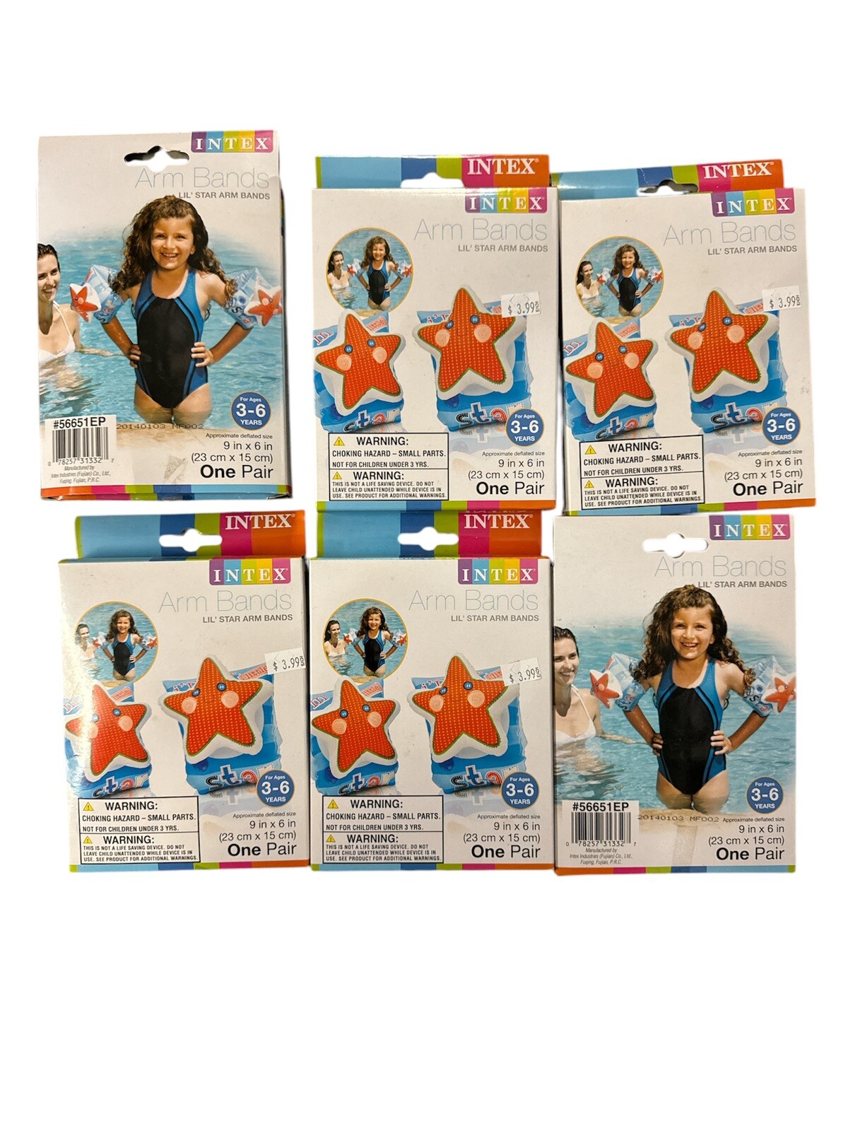 6 x Intex Water Arm Bands Inflatable ages 3-6 Style *Lil Star* Pool Swimming