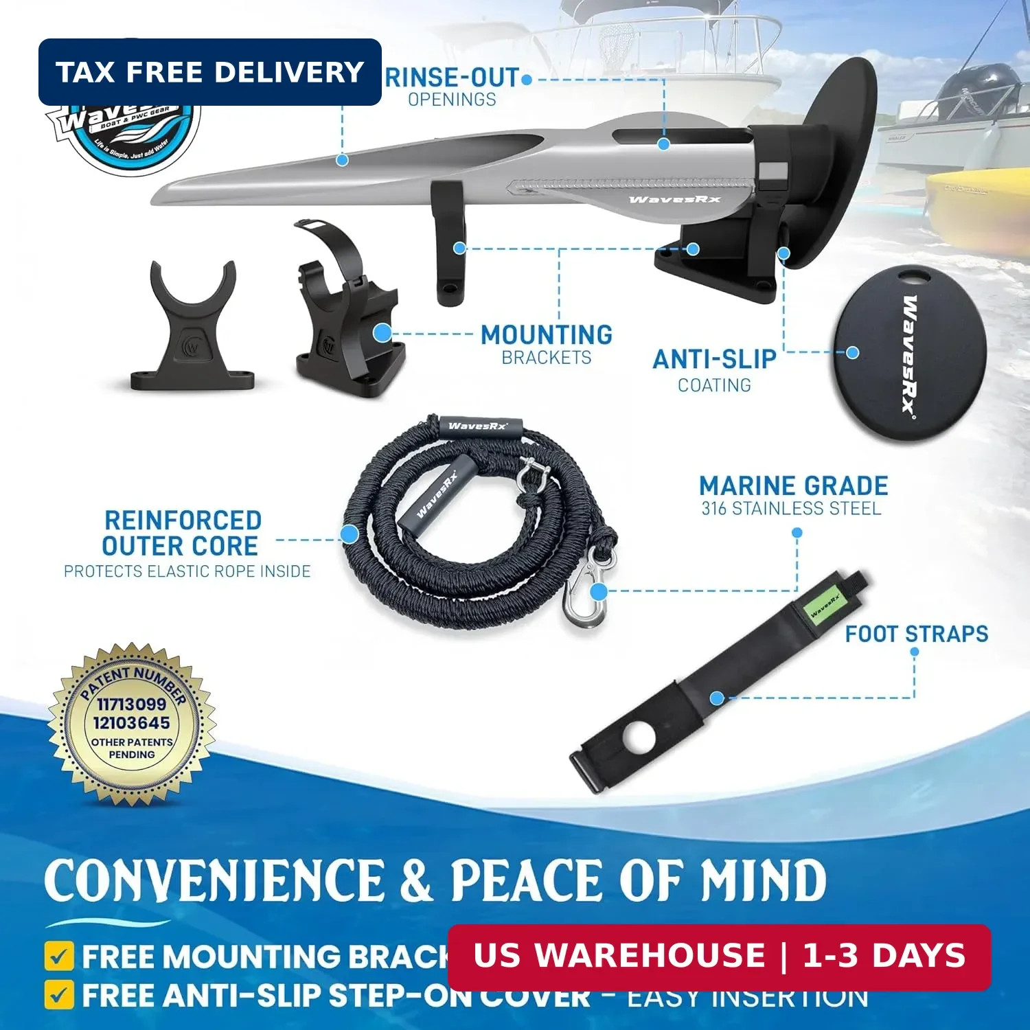 WAVESRX Patented Aluminum Spike Beach Anchor | Ultra-Light PWC, Jet Ski & Sand A