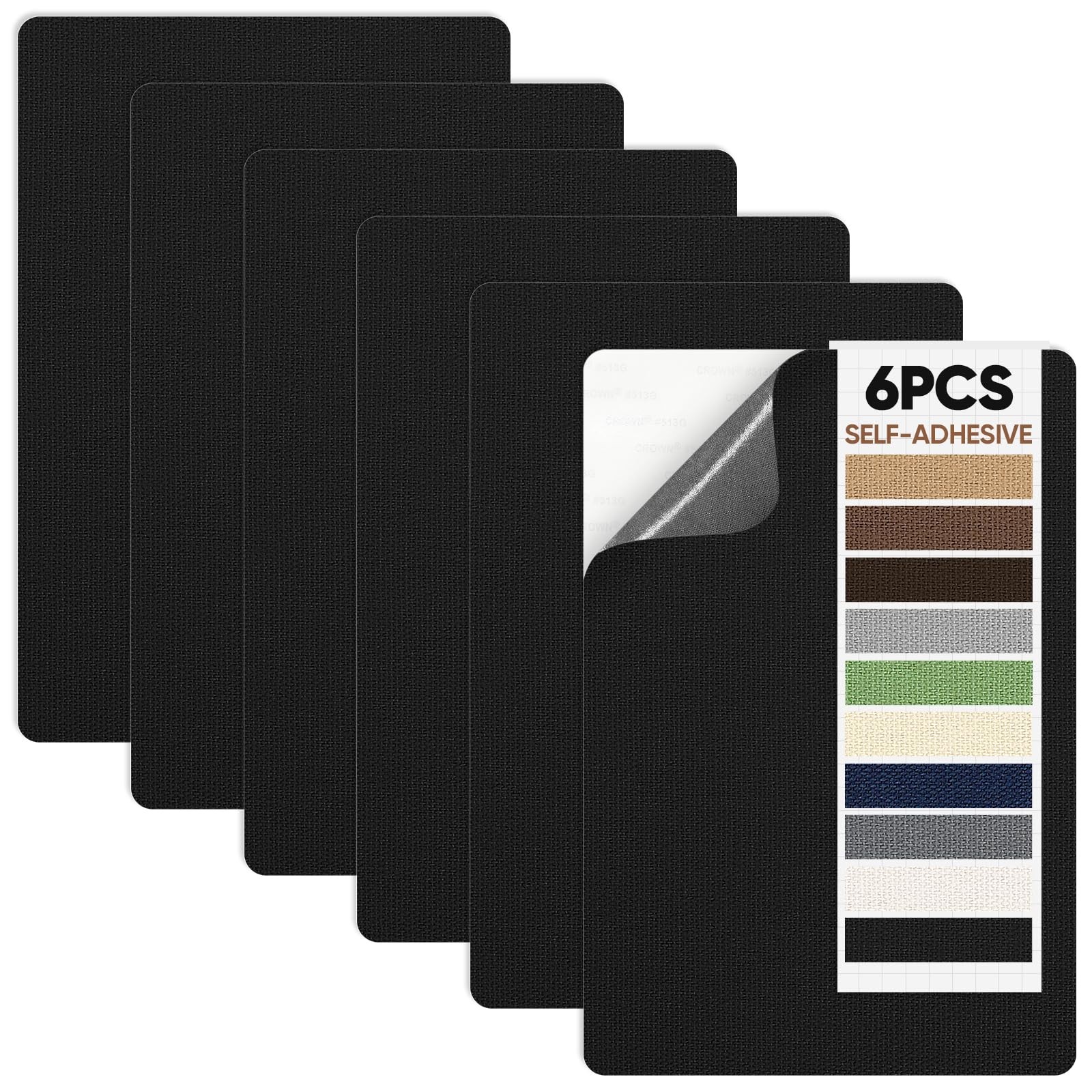 Canvas Repair Patch 5.5 x 8 Inches 6Pcs Self-Adhesive 5.5″×8″, Black