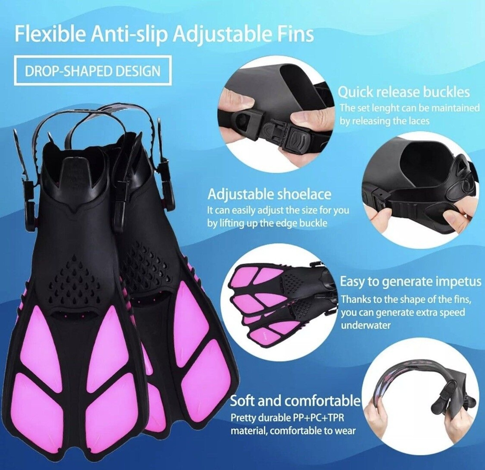 Kids Mask Fin Snorkel Set for 3-7 Years Old Girls with Panoramic Snorkel Mask