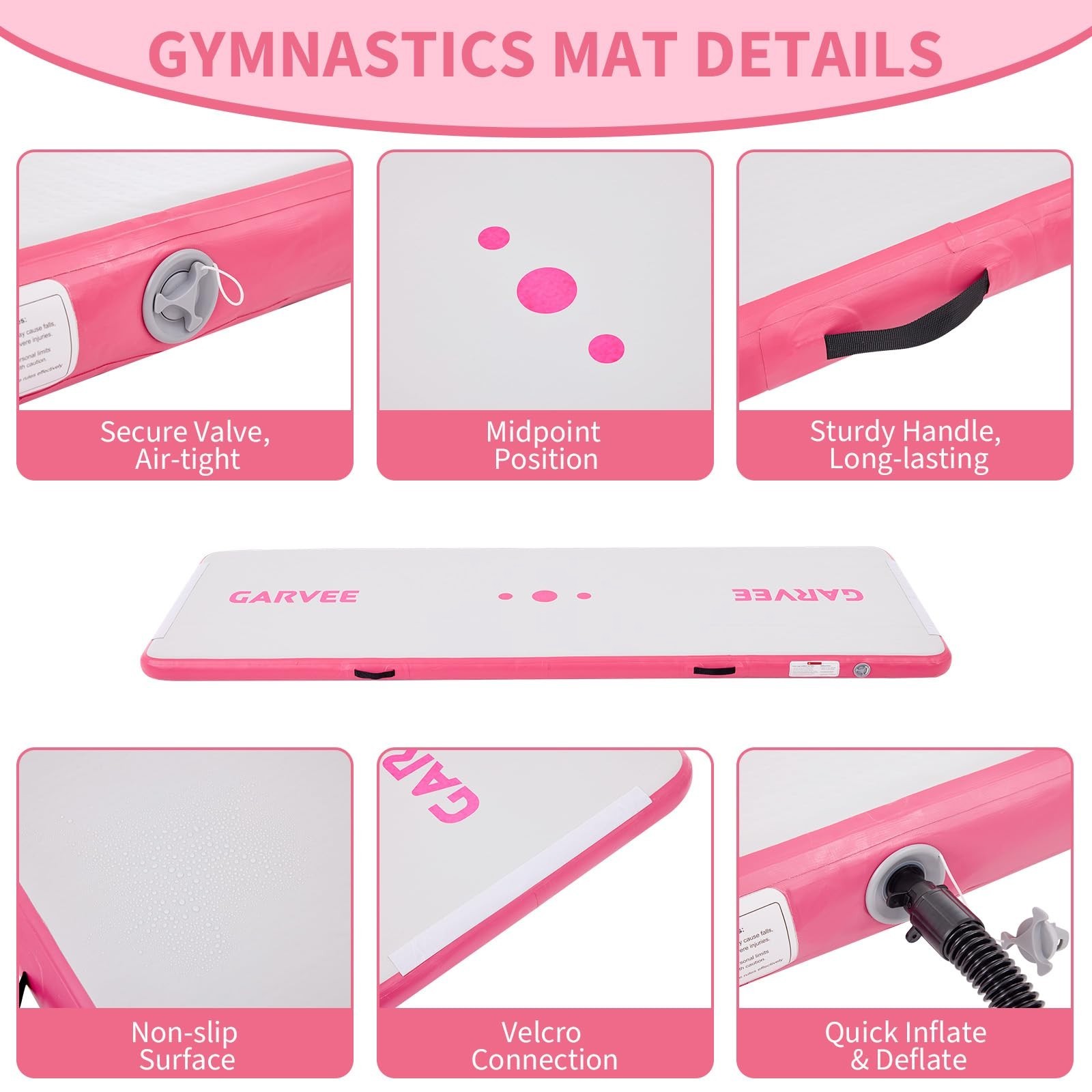 9.8ft Inflatable Gymnastics Air Track Mat w/Electric Air Pump for Kids, Pink