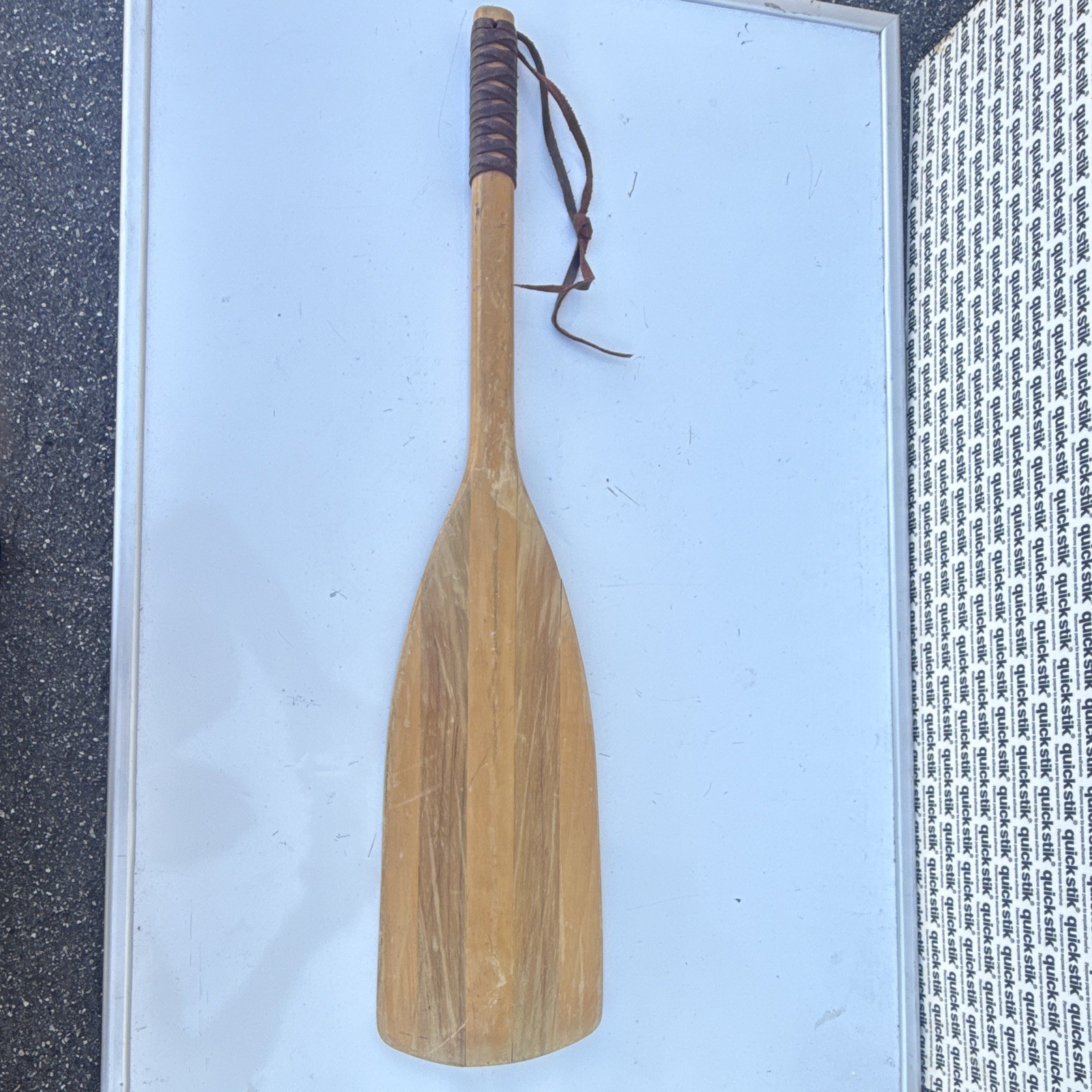 Indian Head Always Demand Wooden Canoe Paddle with Wrapped Handle & Lanyard