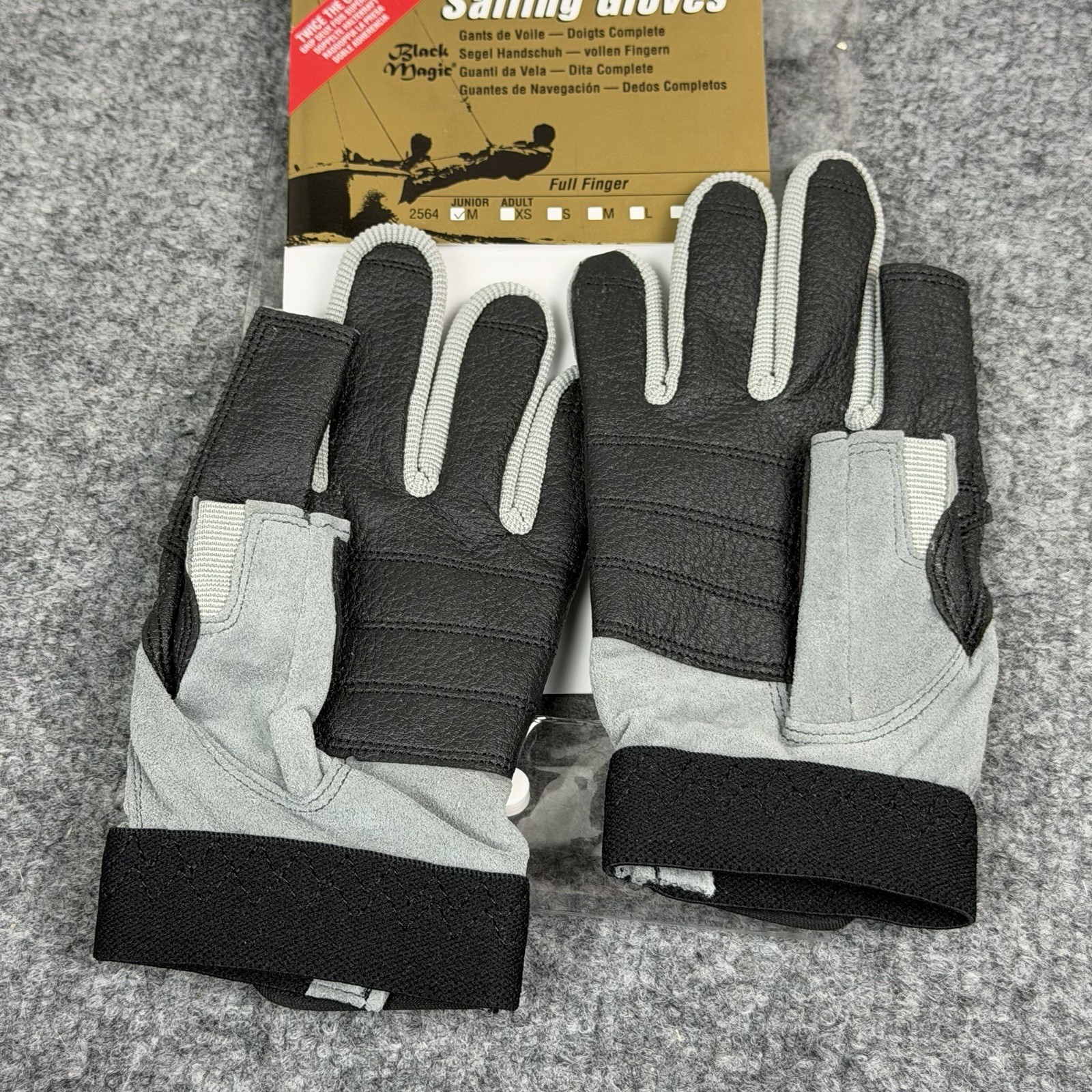 Harken Sailing Gloves Full Finger Black Magic Junior M 2564 Racing Grip NWT