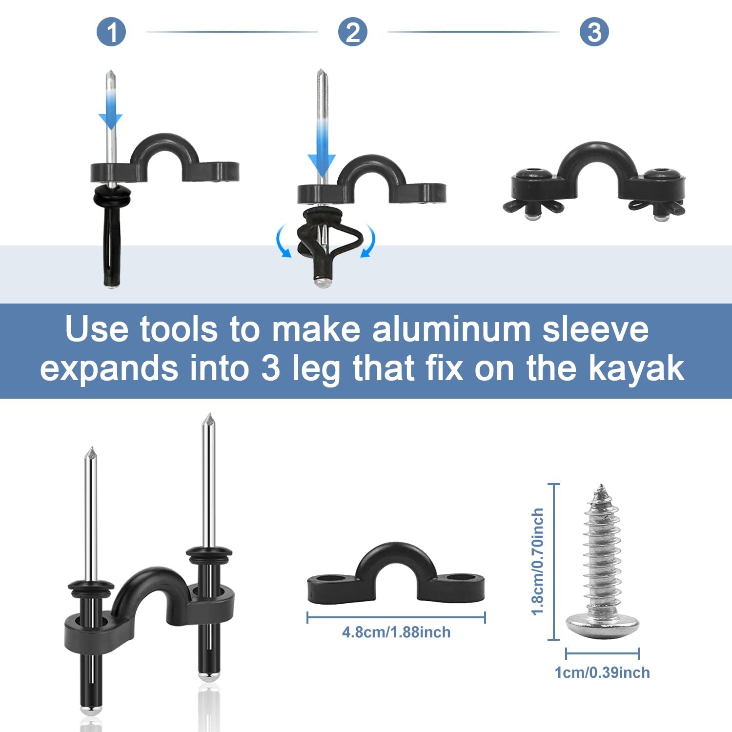 Kayak Carry Handles 2/4 Pack – Replacement Rivet Handles for Sit-On-Top Kayaks